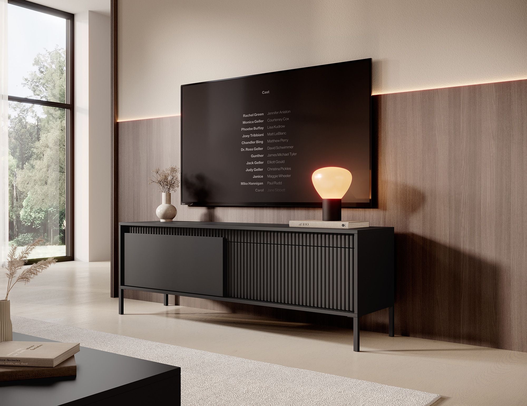 Saran - TV-Meubel - Mat zwart  - 154 cm