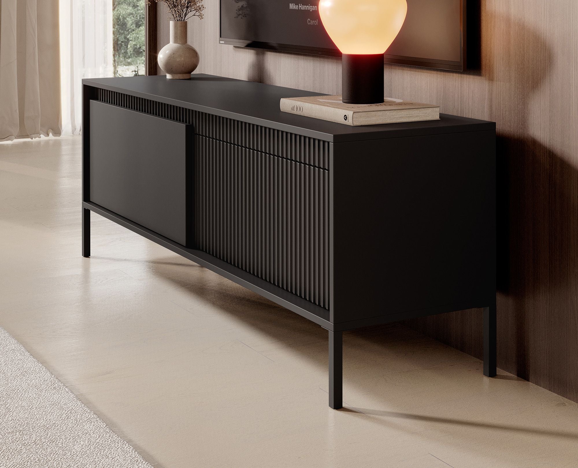 Saran - TV-Meubel - Mat zwart  - 154 cm