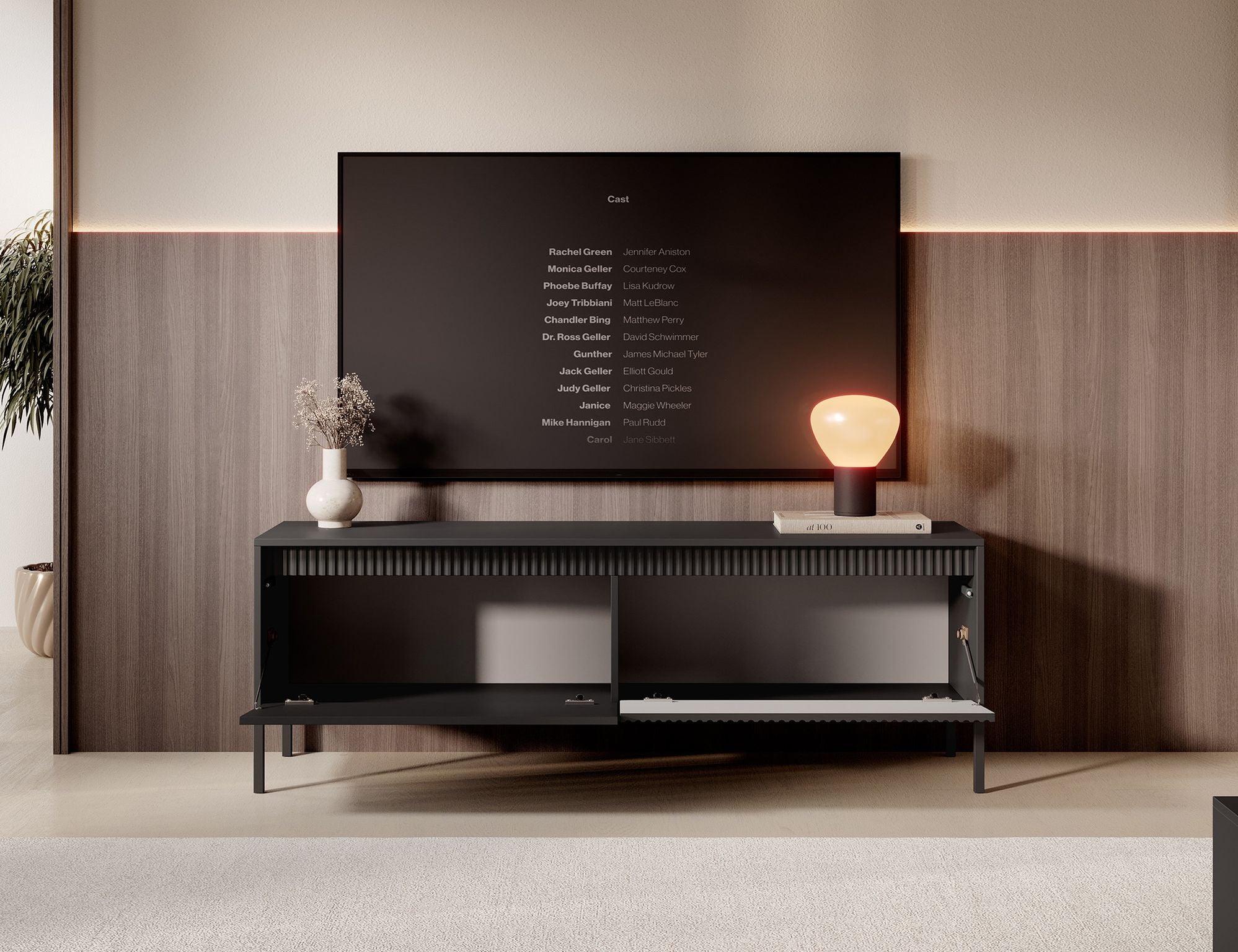 Saran - TV-Meubel - Mat zwart  - 154 cm