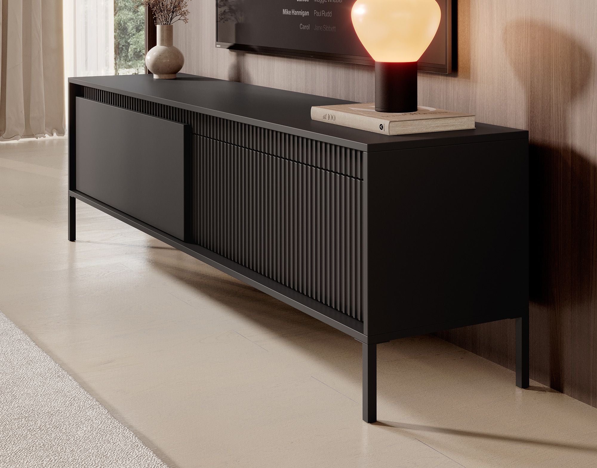 Saran - TV-Meubel - Mat zwart  - 187 cm