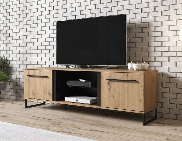 Saturn - TV-Meubel met 2 deuren - Eiken/zwart - 170 cm