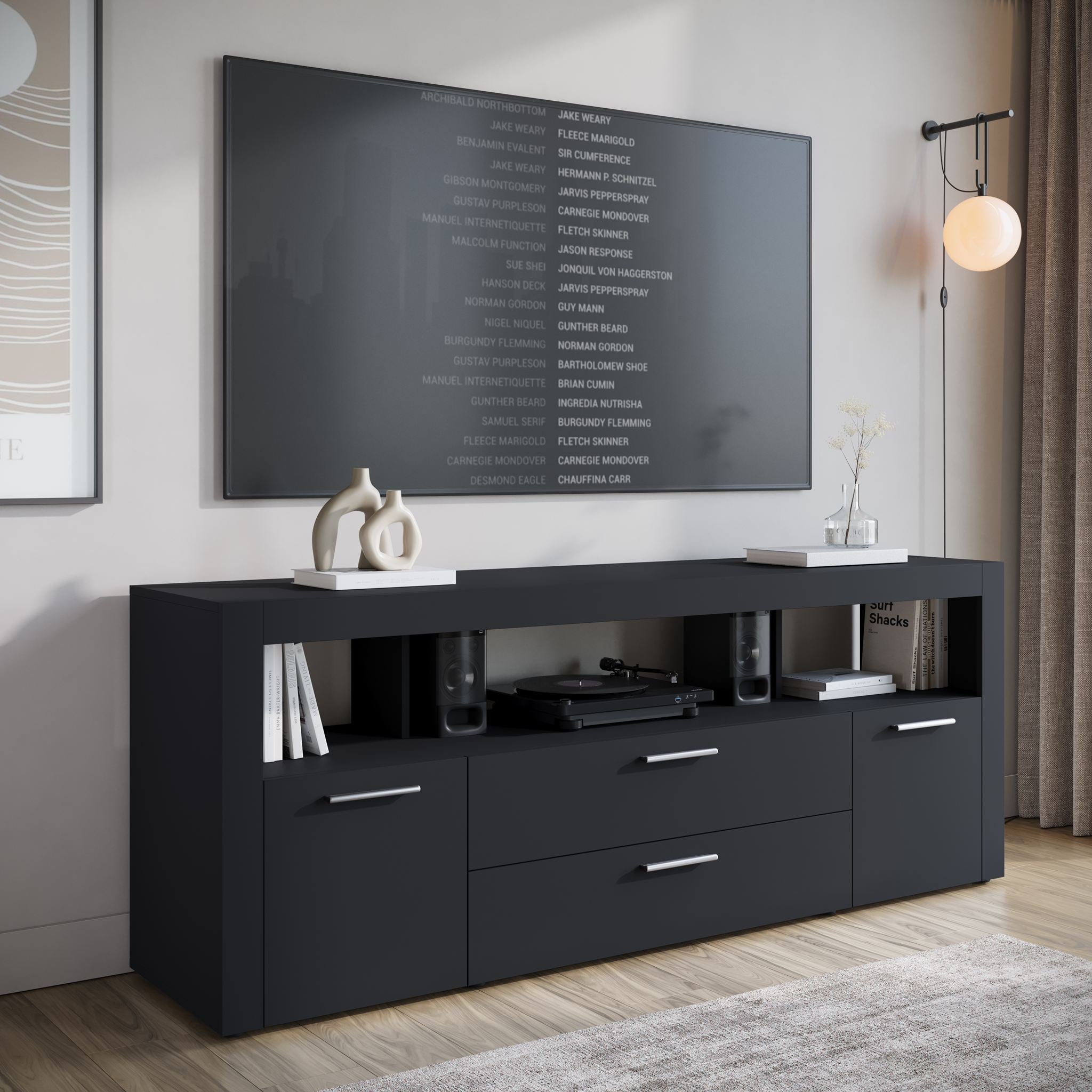 Sharon - TV-Meubel - Zwart  - 181 cm