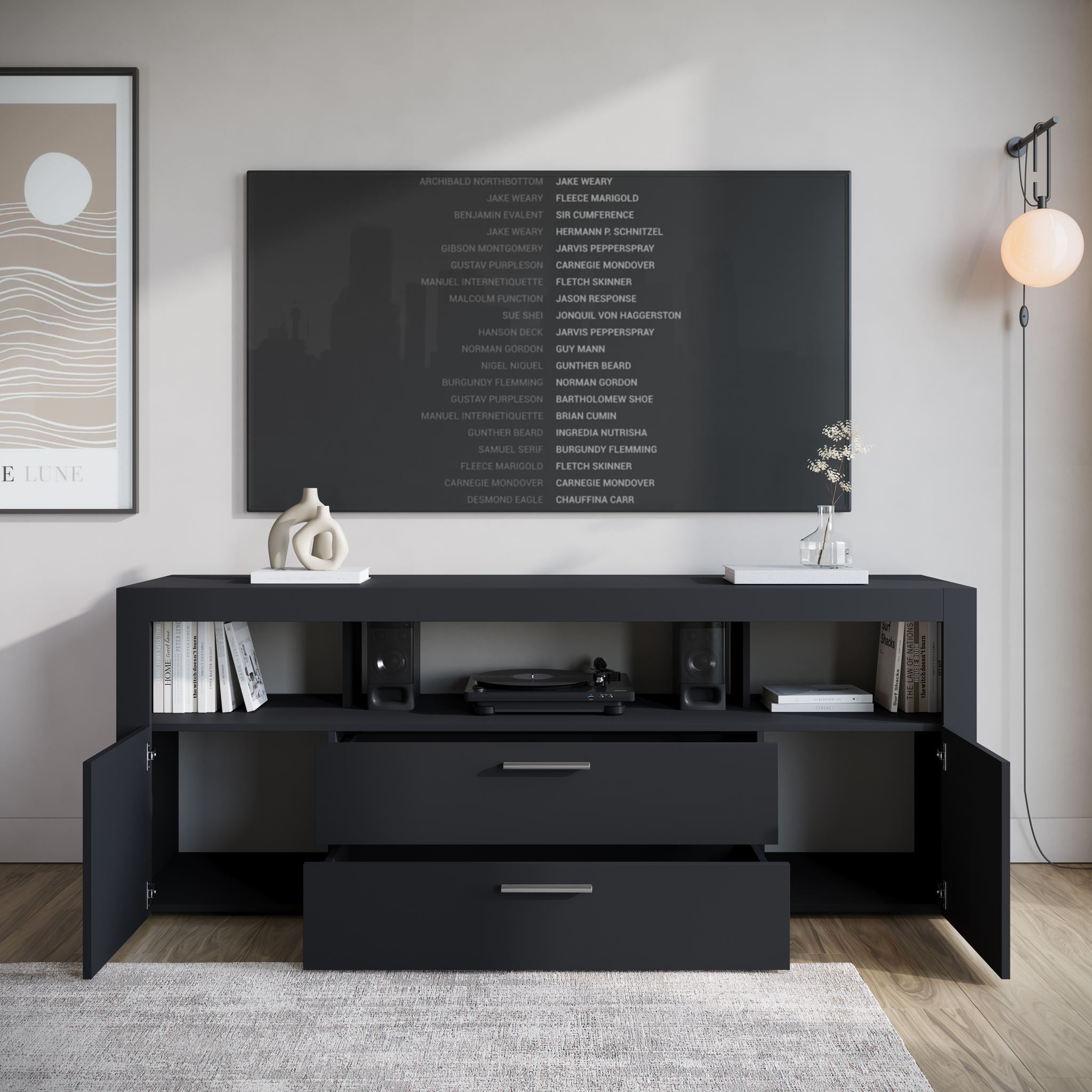 Sharon - TV-Meubel - Zwart  - 181 cm