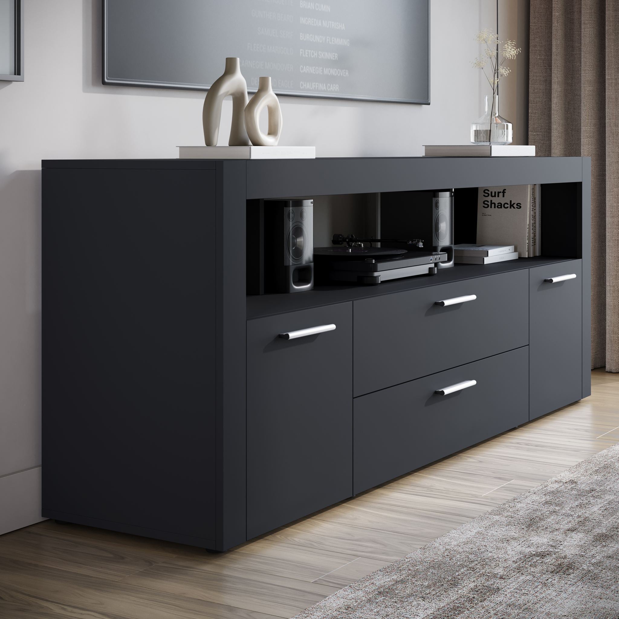 Sharon - TV-Meubel - Zwart  - 181 cm