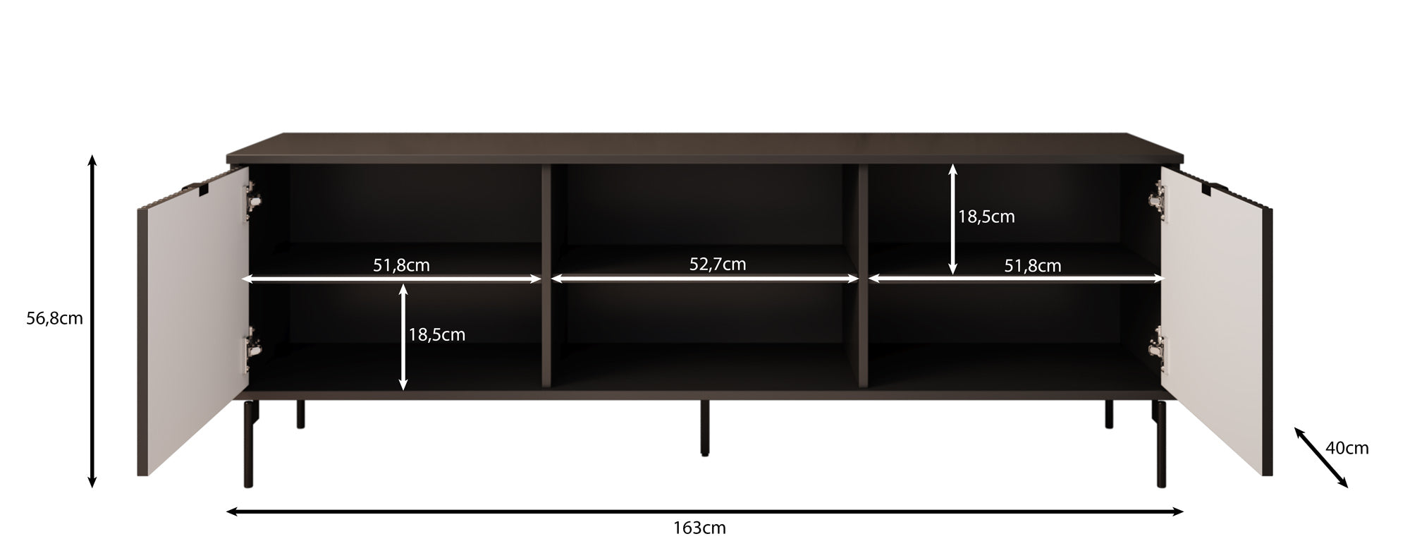 Silvona met 2 deuren - TV-Meubel - Zwart - 163 cm