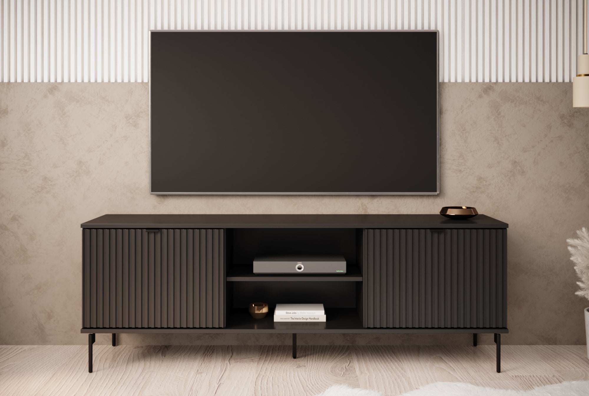 Silvona met 2 deuren - TV-Meubel - Zwart - 163 cm