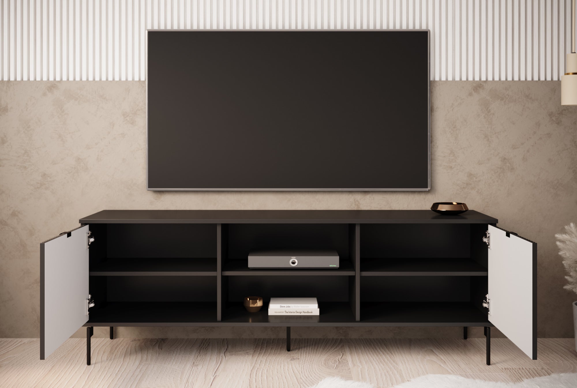 Silvona met 2 deuren - TV-Meubel - Zwart - 163 cm