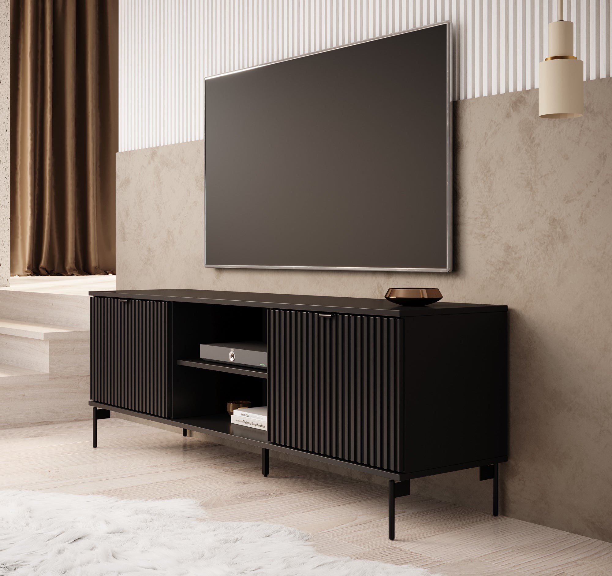 Silvona met 2 deuren - TV-Meubel - Zwart - 163 cm