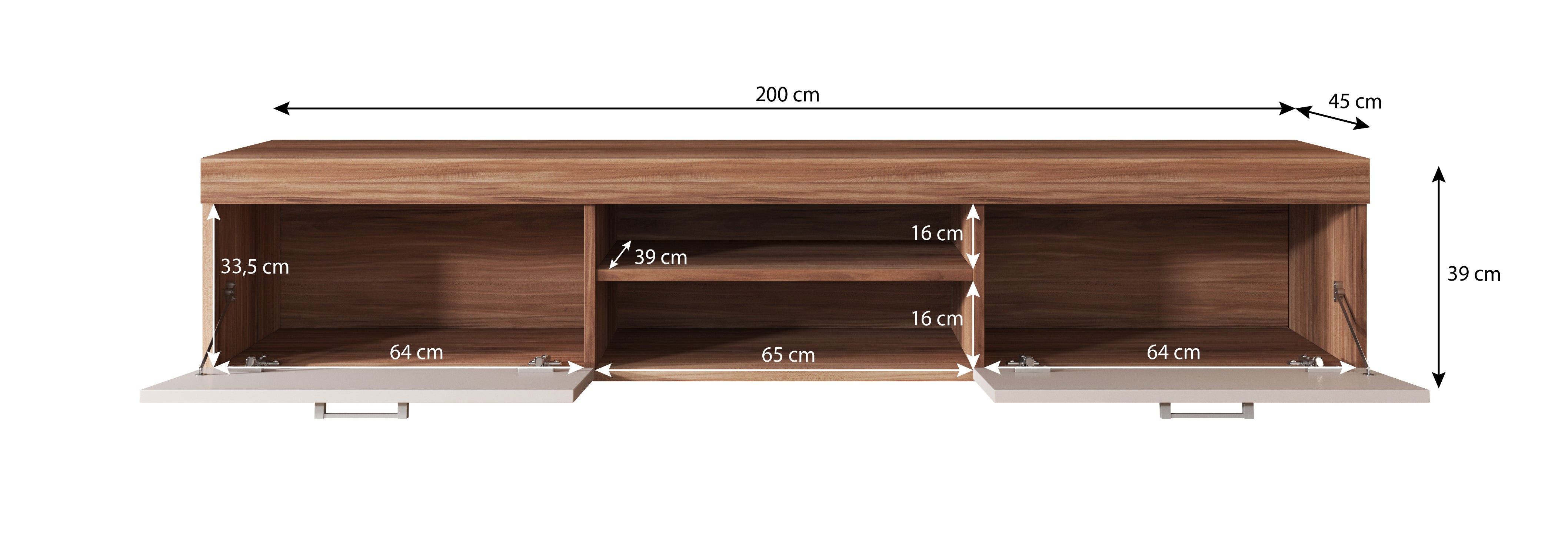 Slim - TV-Meubel - Creme/licht eiken - 200 cm