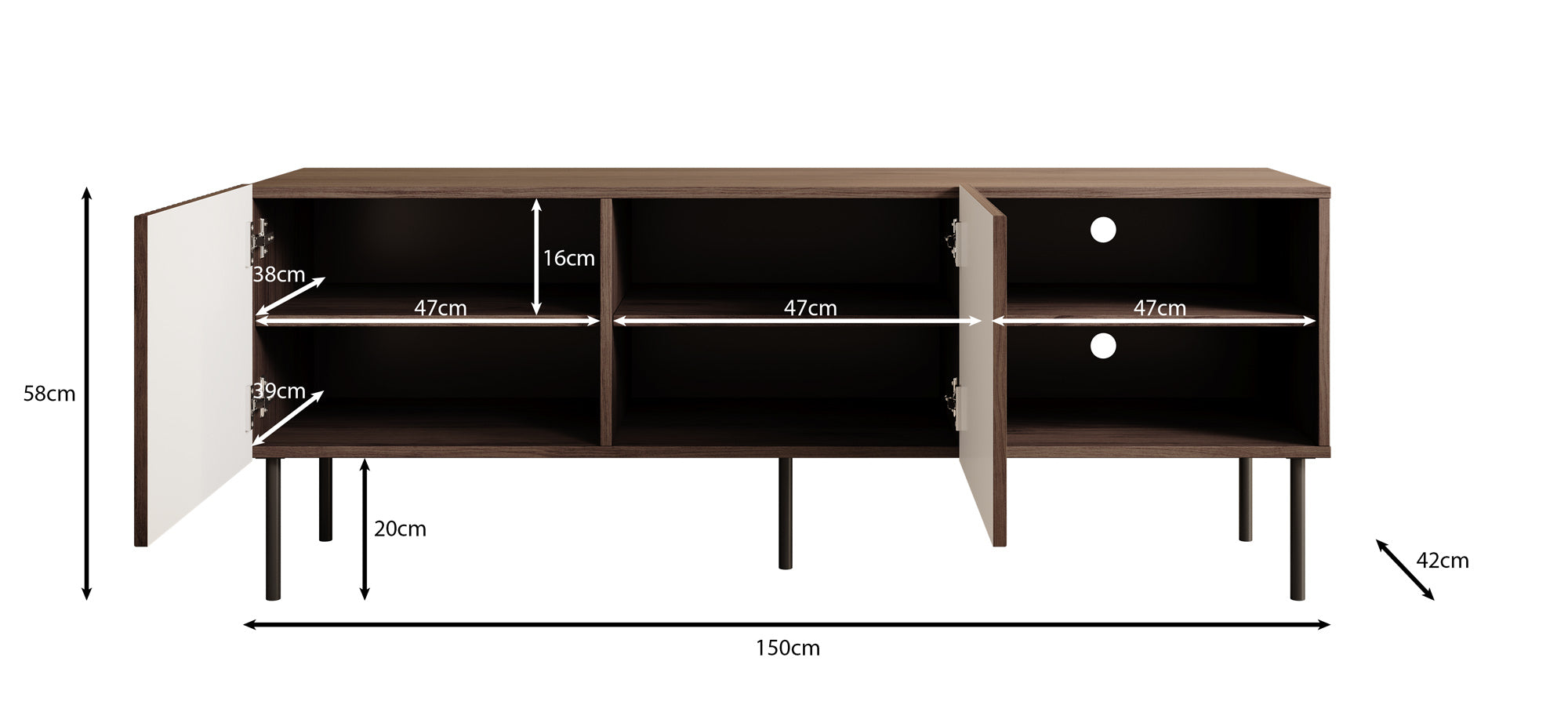 Tartagal - TV-Meubel - Donkerbruin eiken - 150 cm