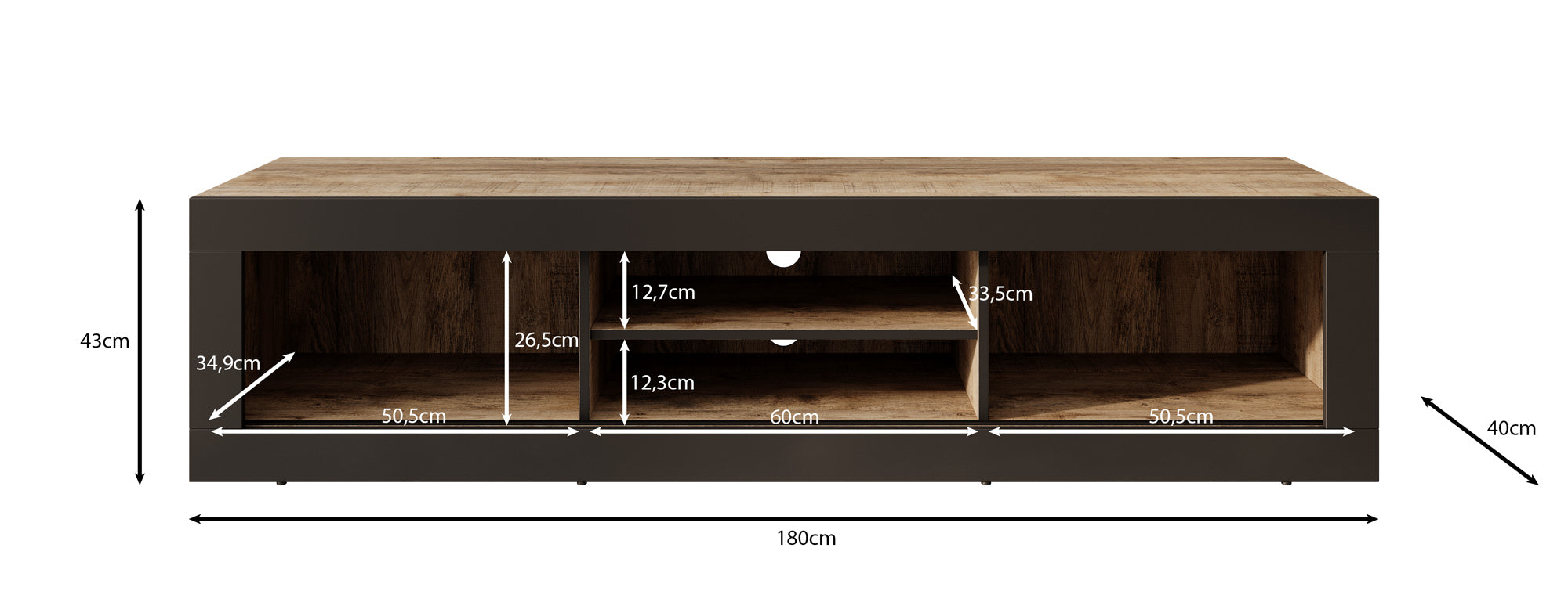 Trinidad - TV-Meubel met 2 deuren - Eiken - 180 cm