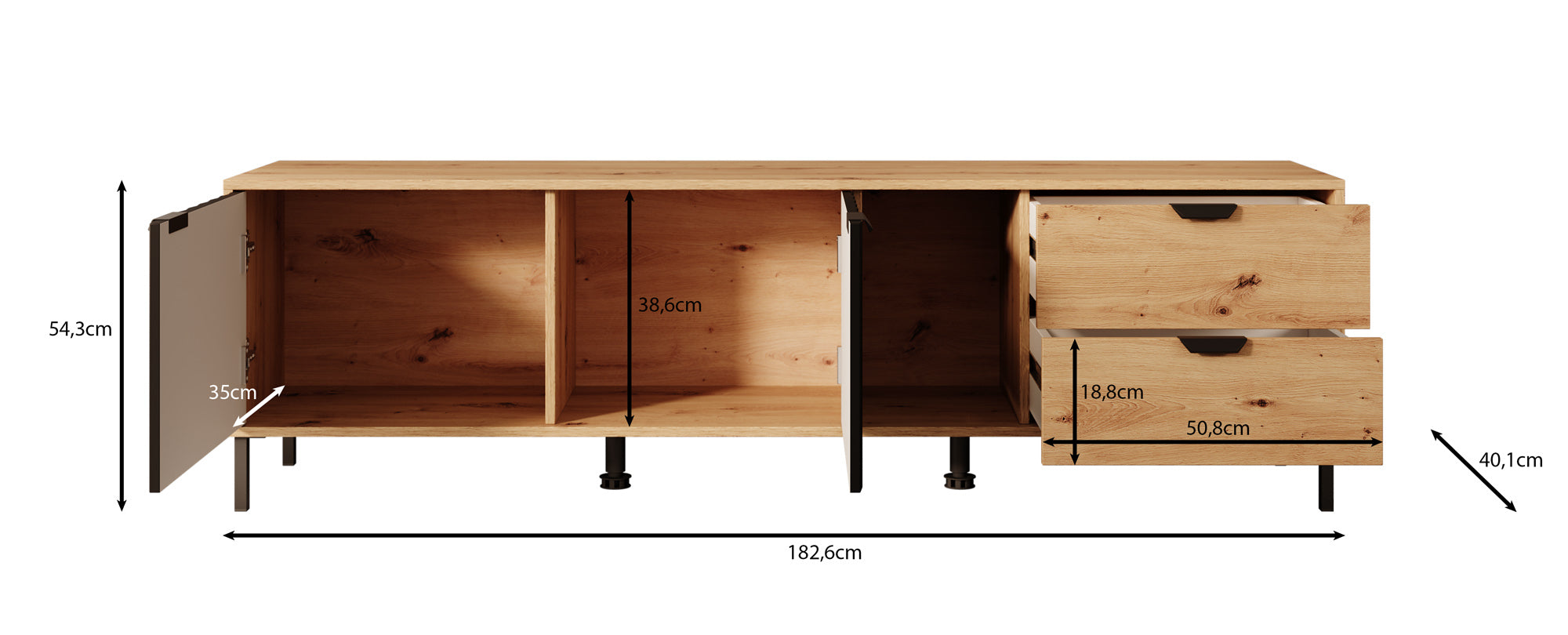 Vic - TV-Meubel - Eiken - 183 cm