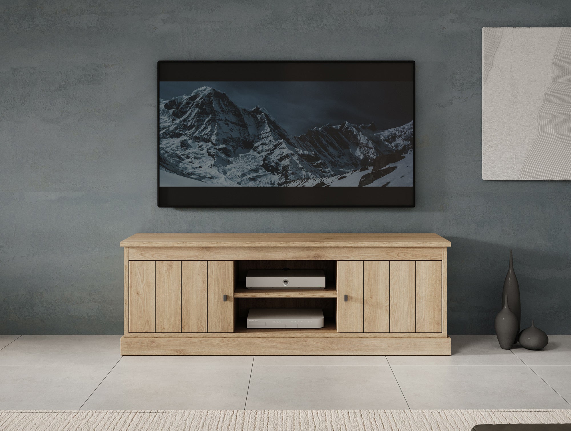 Vince - TV-Meubel met 2 deuren - Eiken  - 155 cm