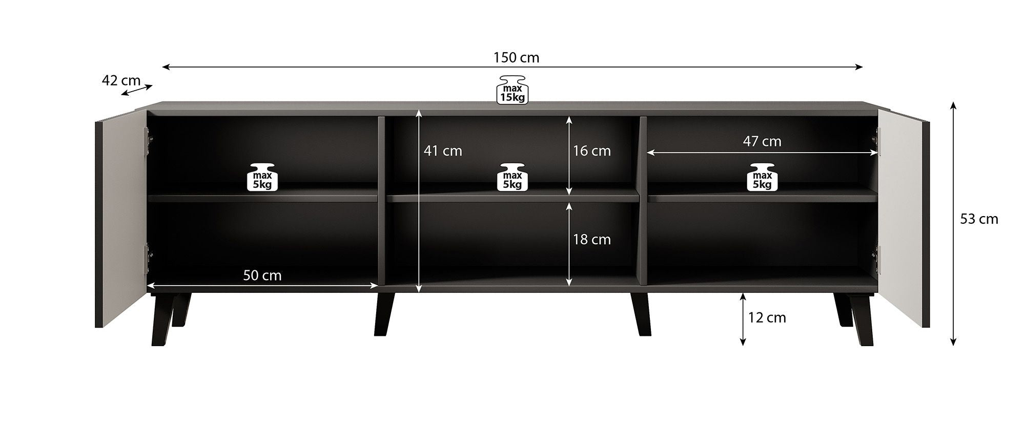 Vintar - TV-Meubel - Eiken  - 150 cm