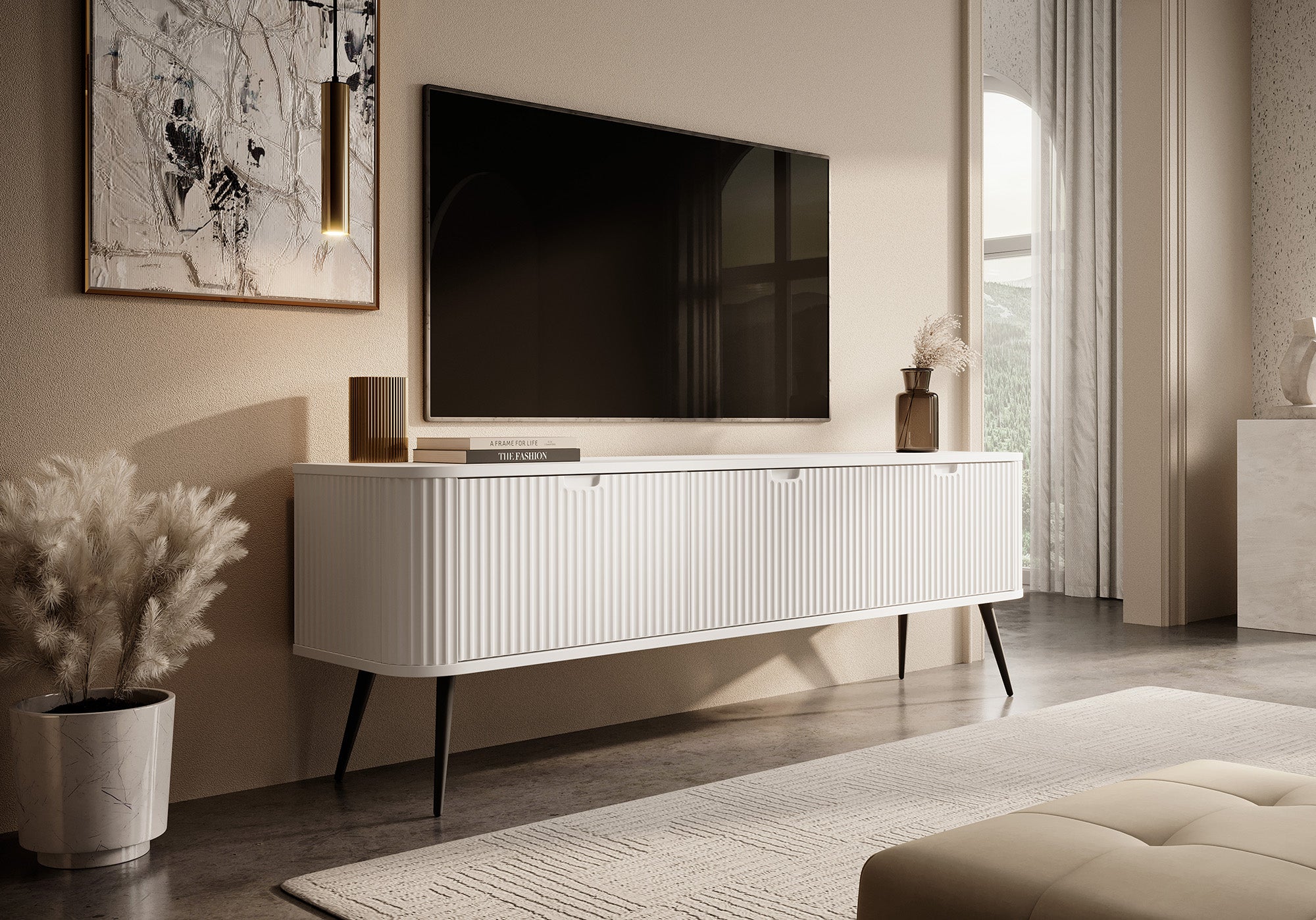 Zakari - TV-Meubel met 3 deuren - Wit - 168 cm