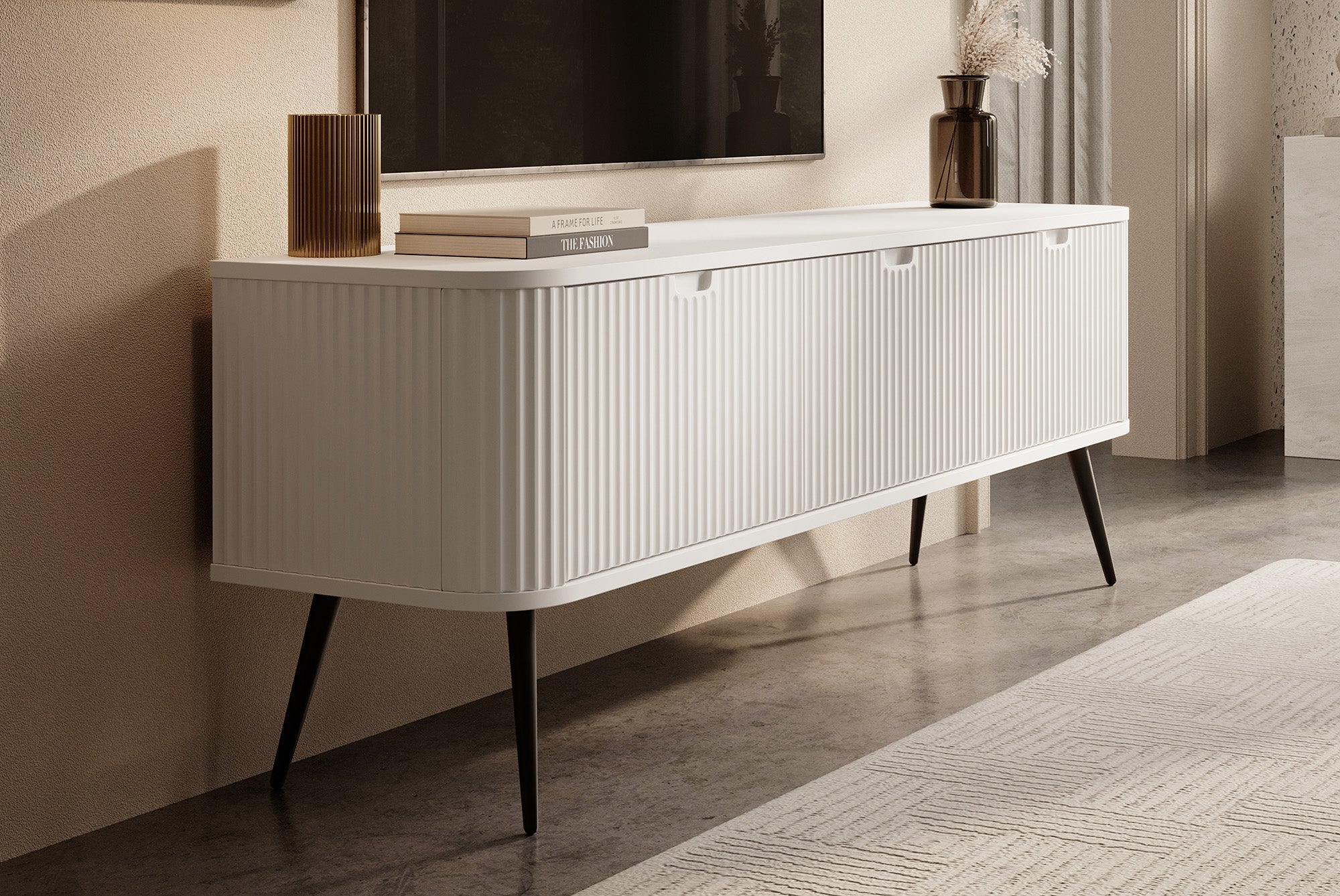 Zakari - TV-Meubel met 3 deuren - Wit - 168 cm