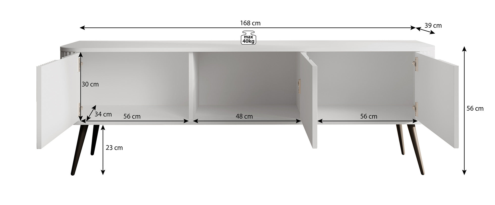 Zakari - TV-Meubel met 3 deuren - Wit - 168 cm