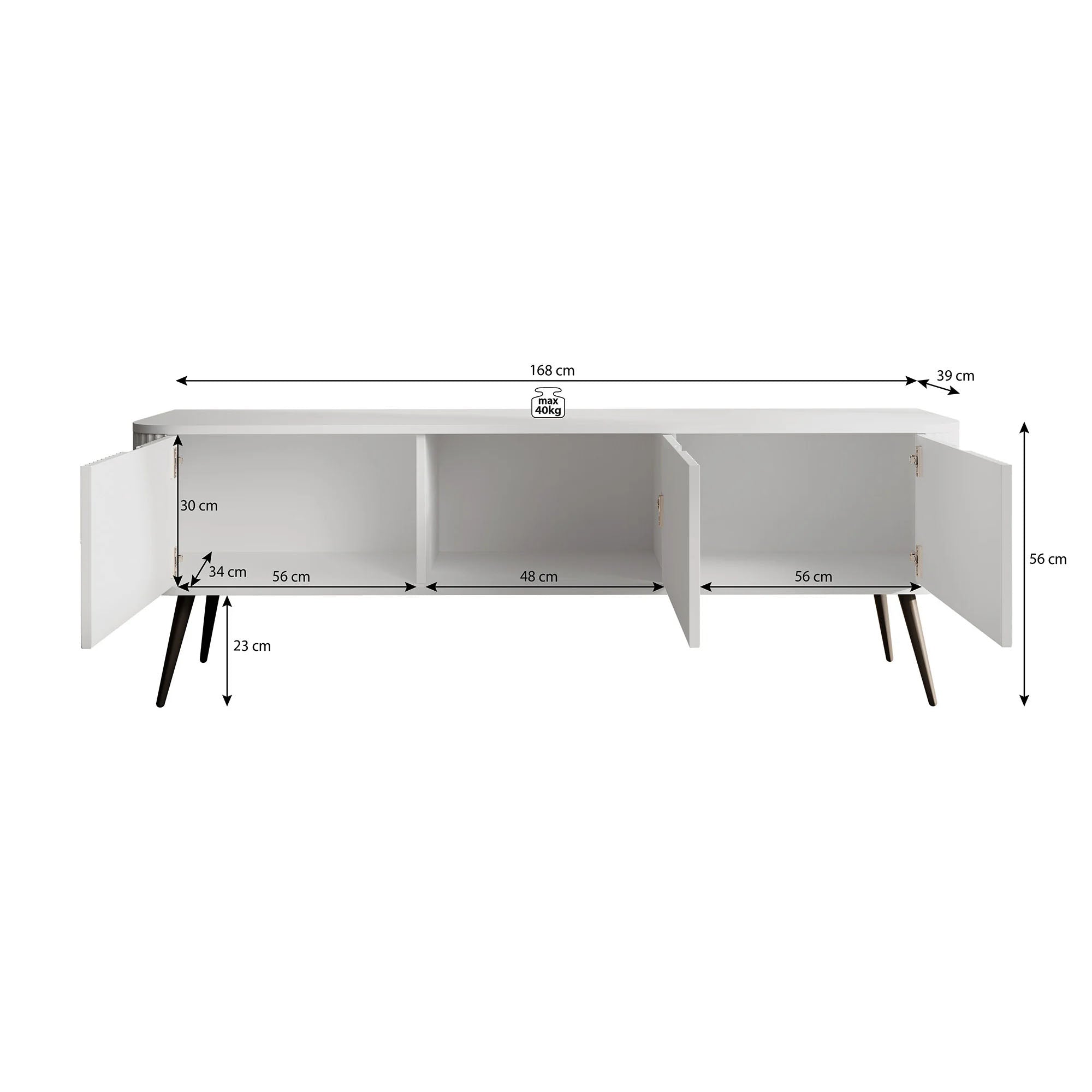 Zakari - TV-Meubel met 3 deuren - Beige - 168 cm