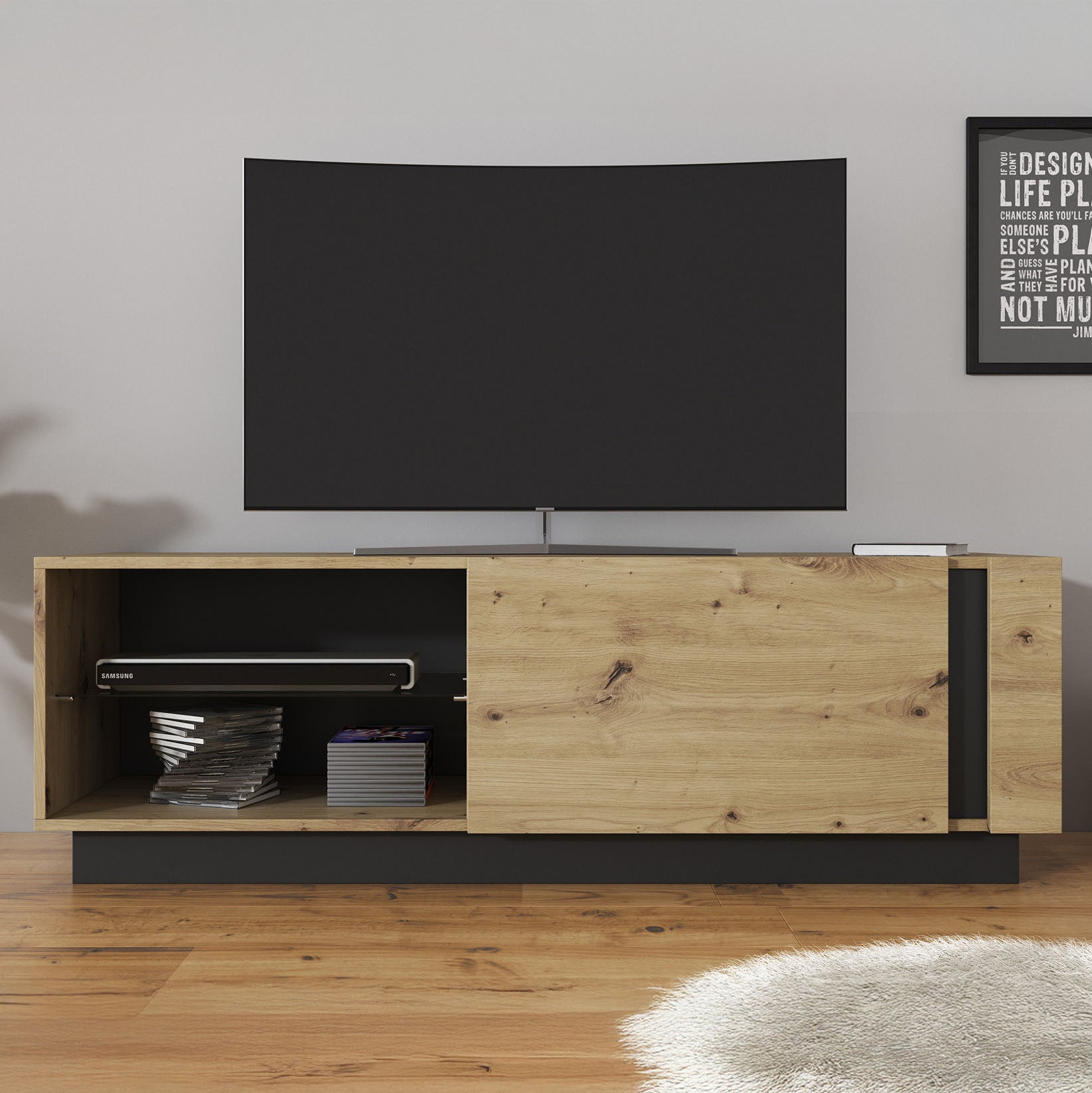 Ashley - TV-Meubel - Eiken/grijs - 138 cm