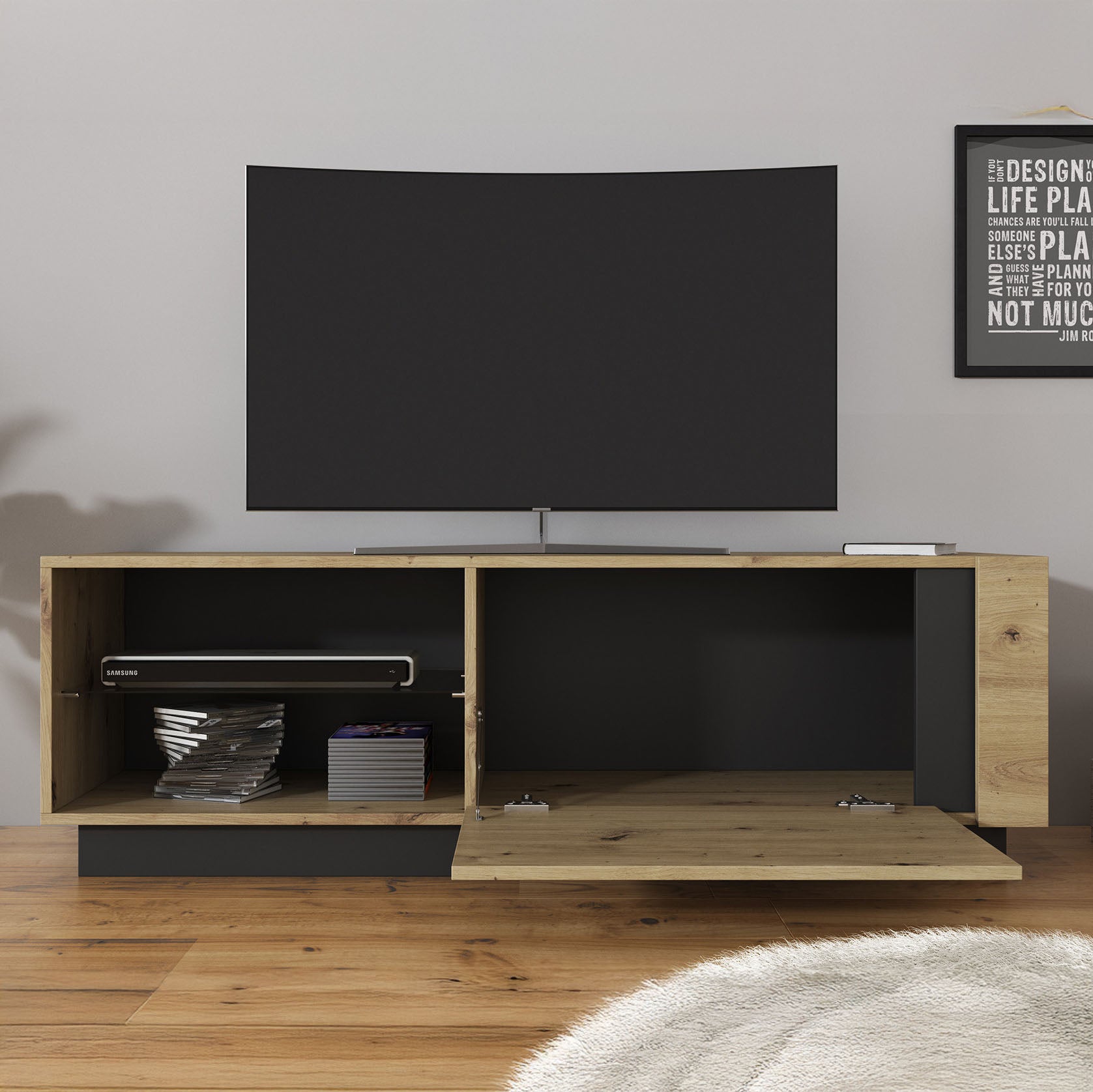 Ashley - TV-Meubel - Eiken/grijs - 138 cm