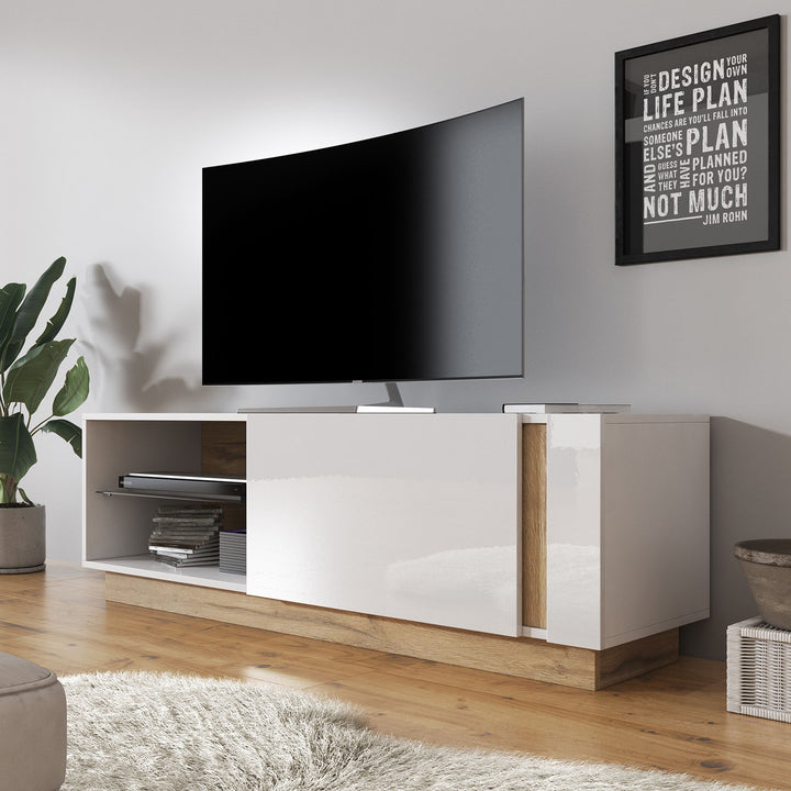 Ashley - TV-Meubel - Wit/eiken - 138 cm