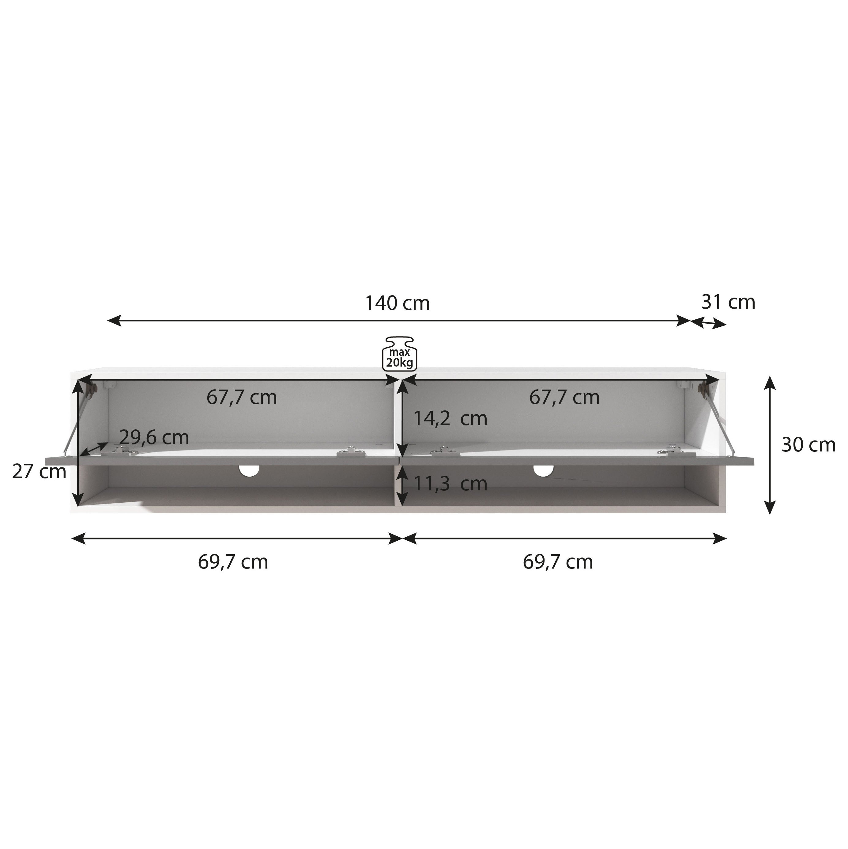 Asino - TV-Meubel  - Kastanje  - 140 cm