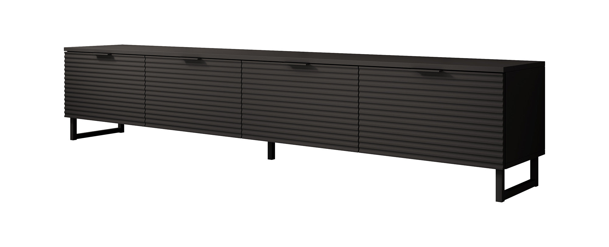 Delgado - TV-Meubel met 4 deuren - Mat zwart - 200 cm