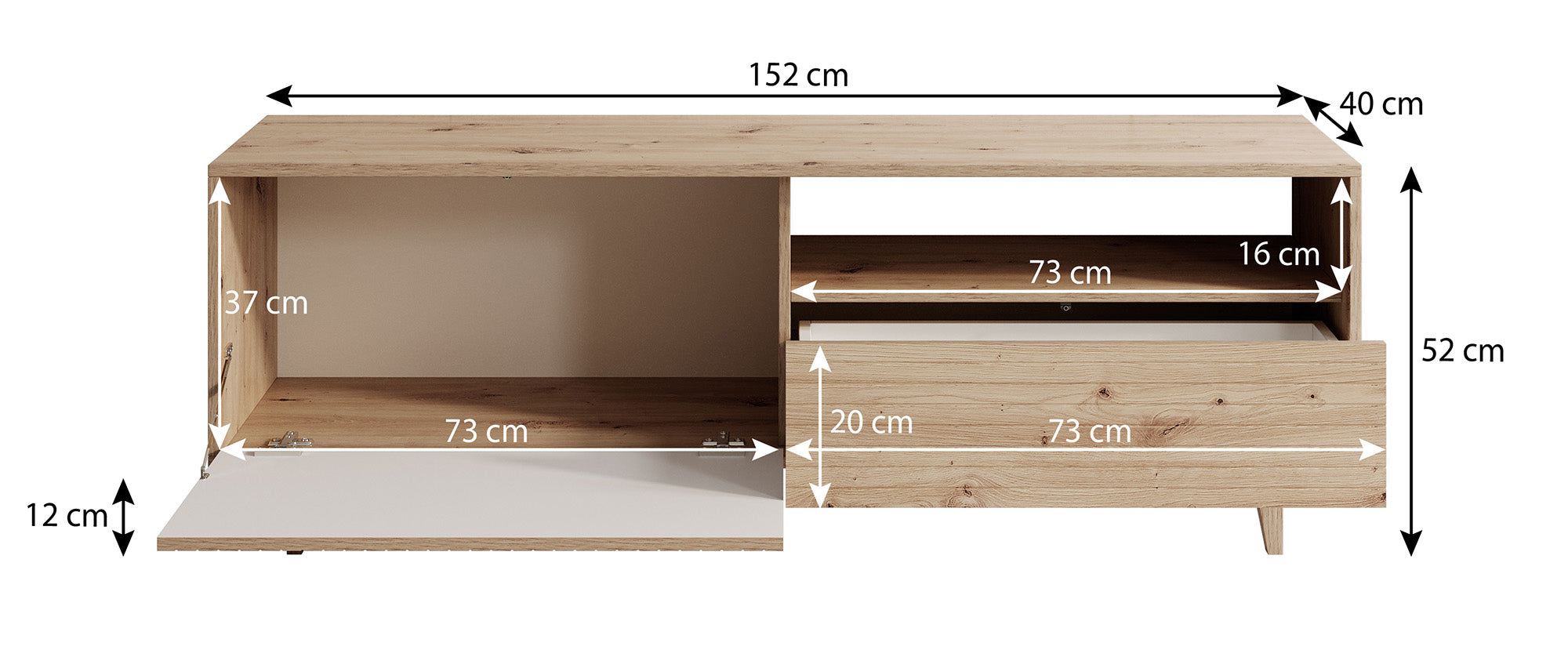 Fuzeta - TV-Meubel - Eiken - 152 cm