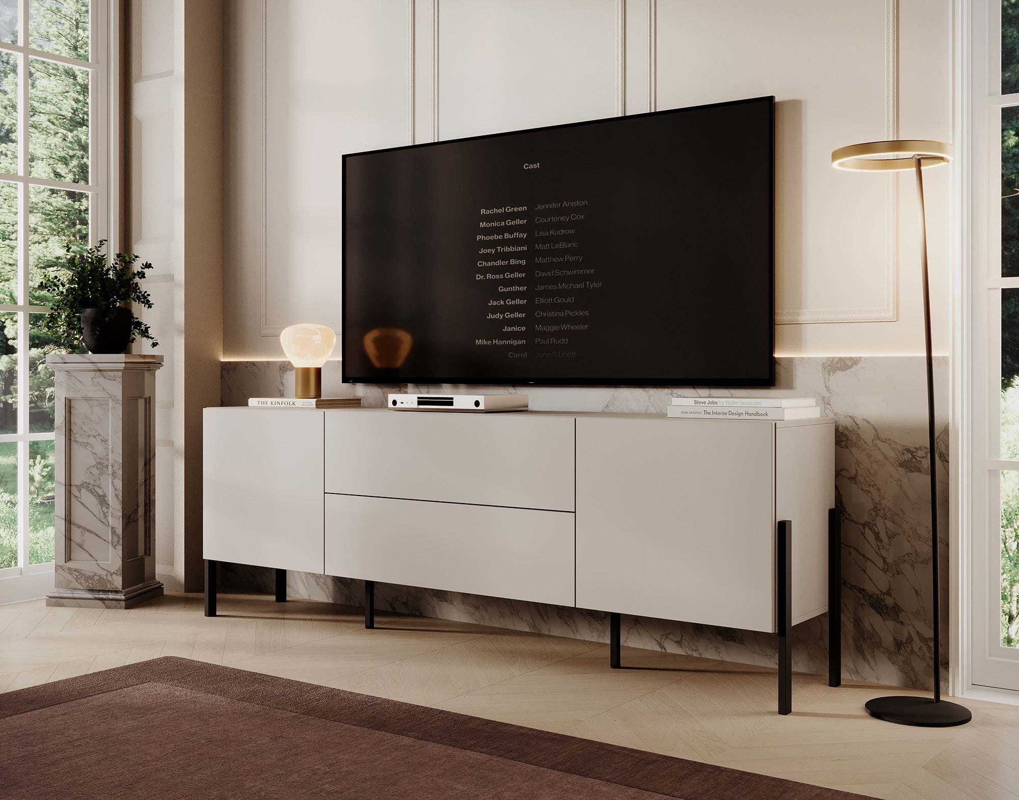 Jordy - TV-Meubel met 2 lades - Beige  - 204 cm