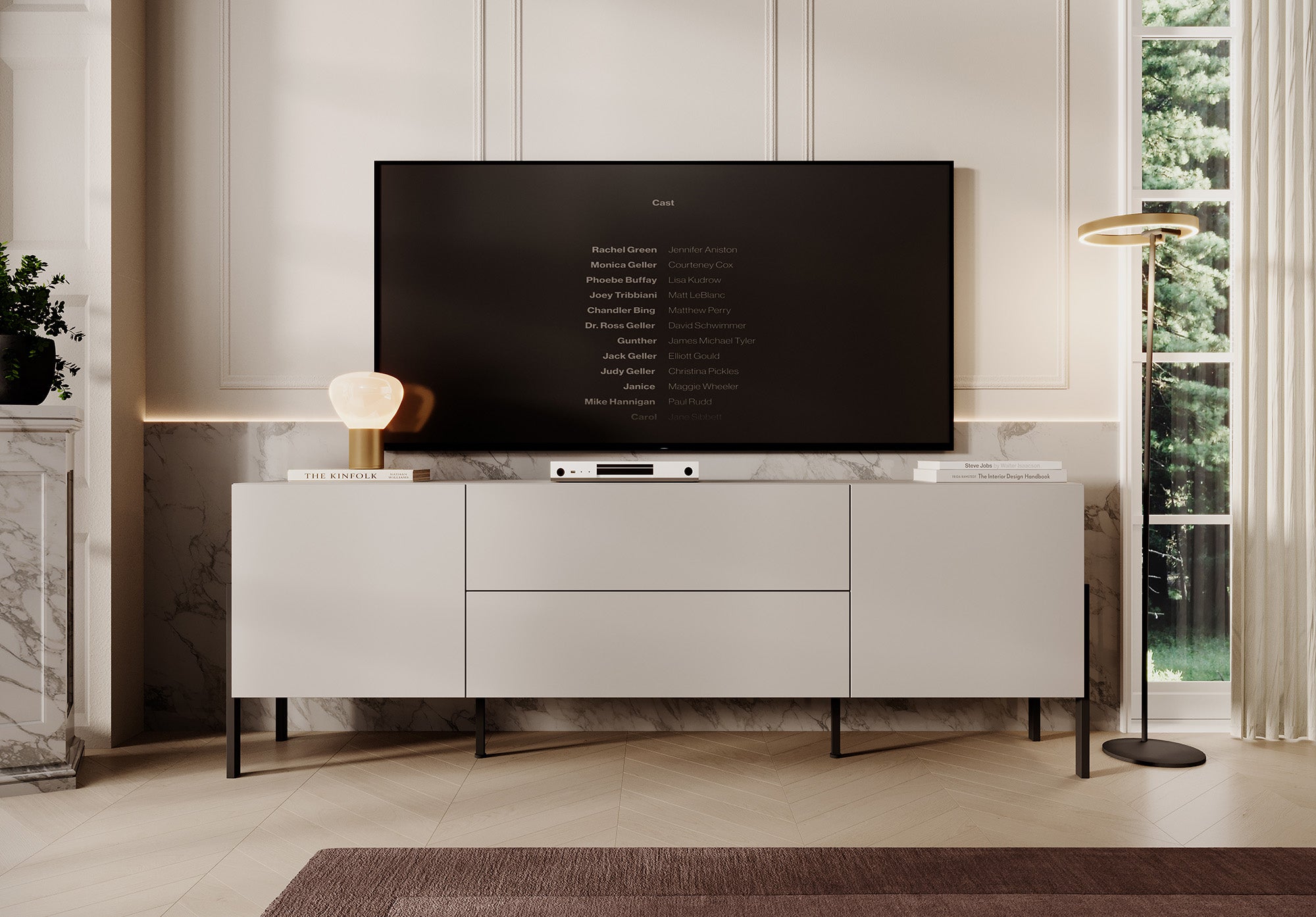 Jordy - TV-Meubel met 2 lades - Beige  - 204 cm