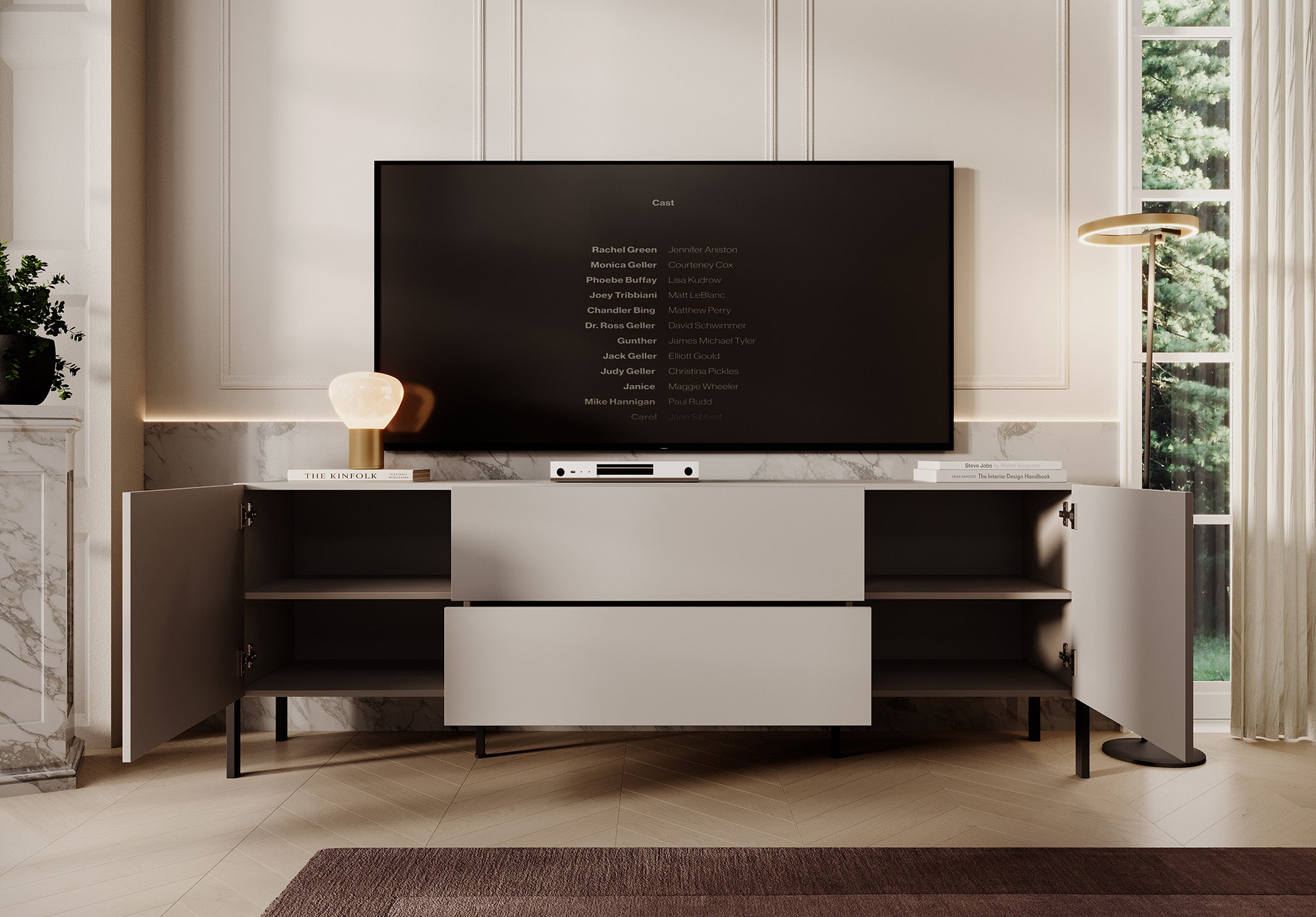 Jordy - TV-Meubel met 2 lades - Beige  - 204 cm