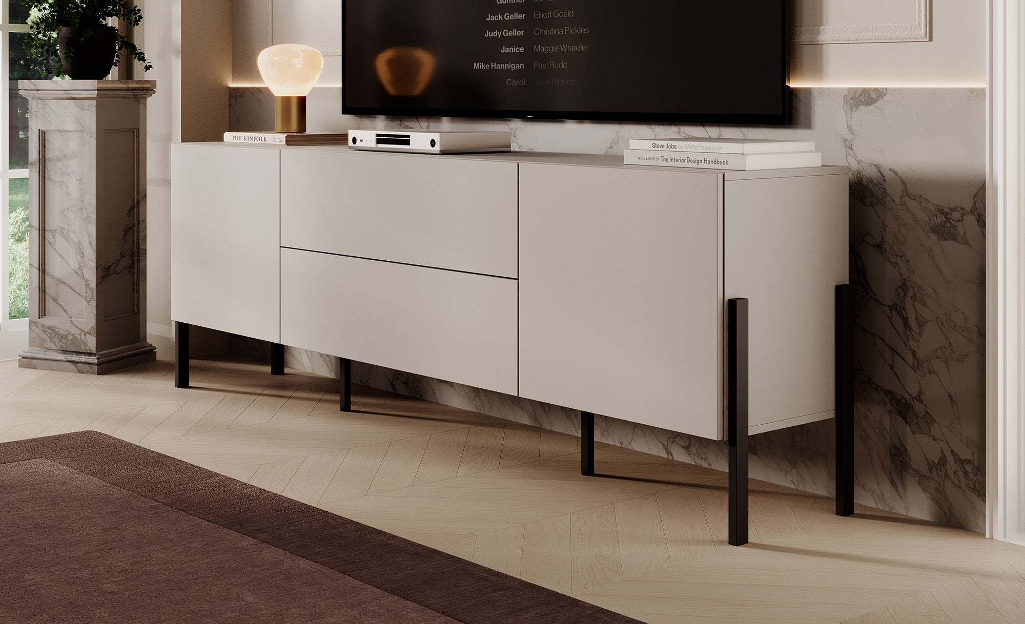 Jordy - TV-Meubel met 2 lades - Beige  - 204 cm