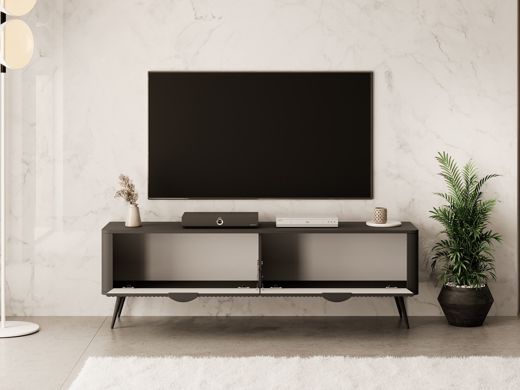 Lima - TV-Meubel - Zwart - 163 cm