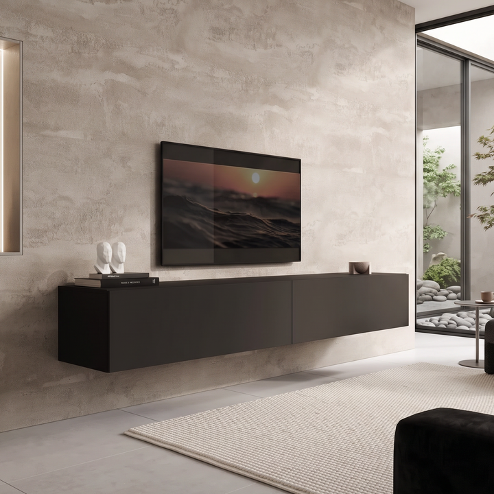 Palm - TV-Meubel - Mat zwart - 200x40x30 cm