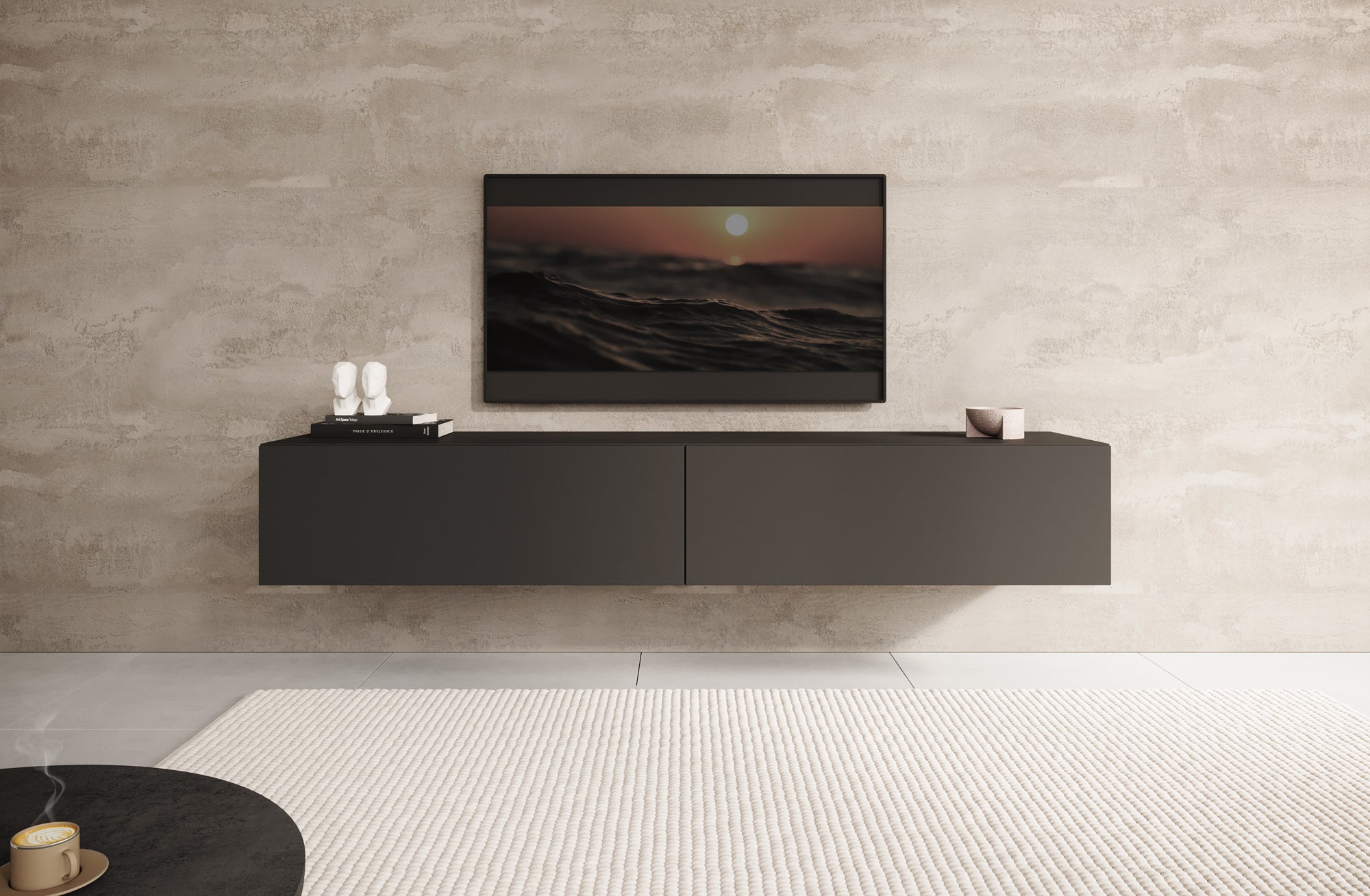 Palm - TV-Meubel - Mat zwart - 180 cm