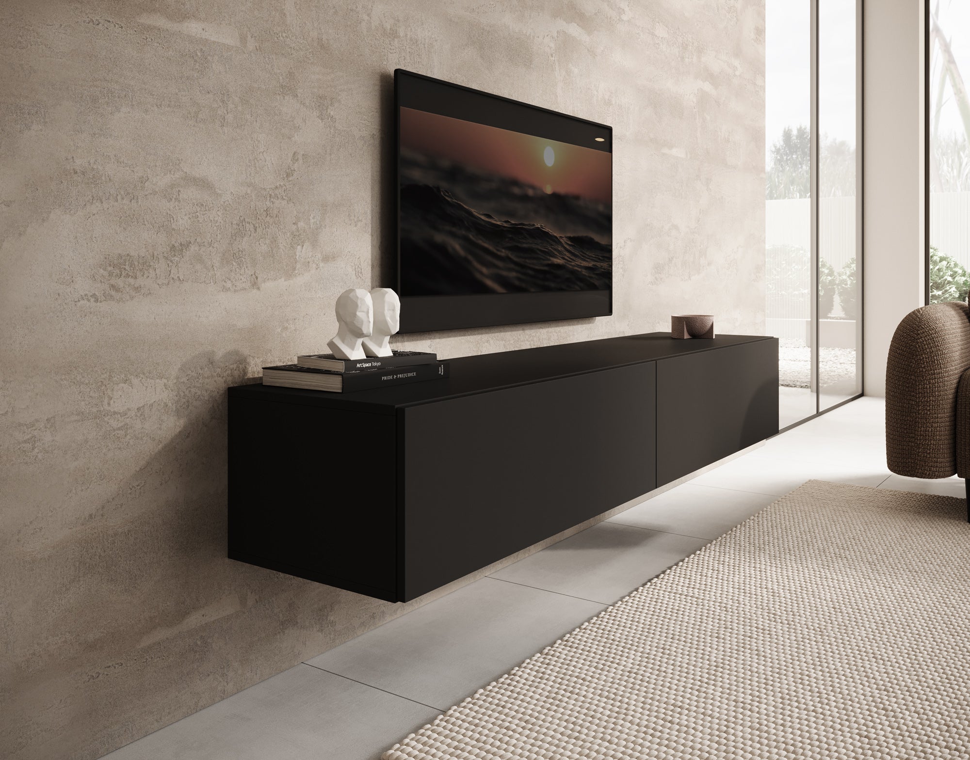 Palm - TV-Meubel - Mat zwart - 180 cm