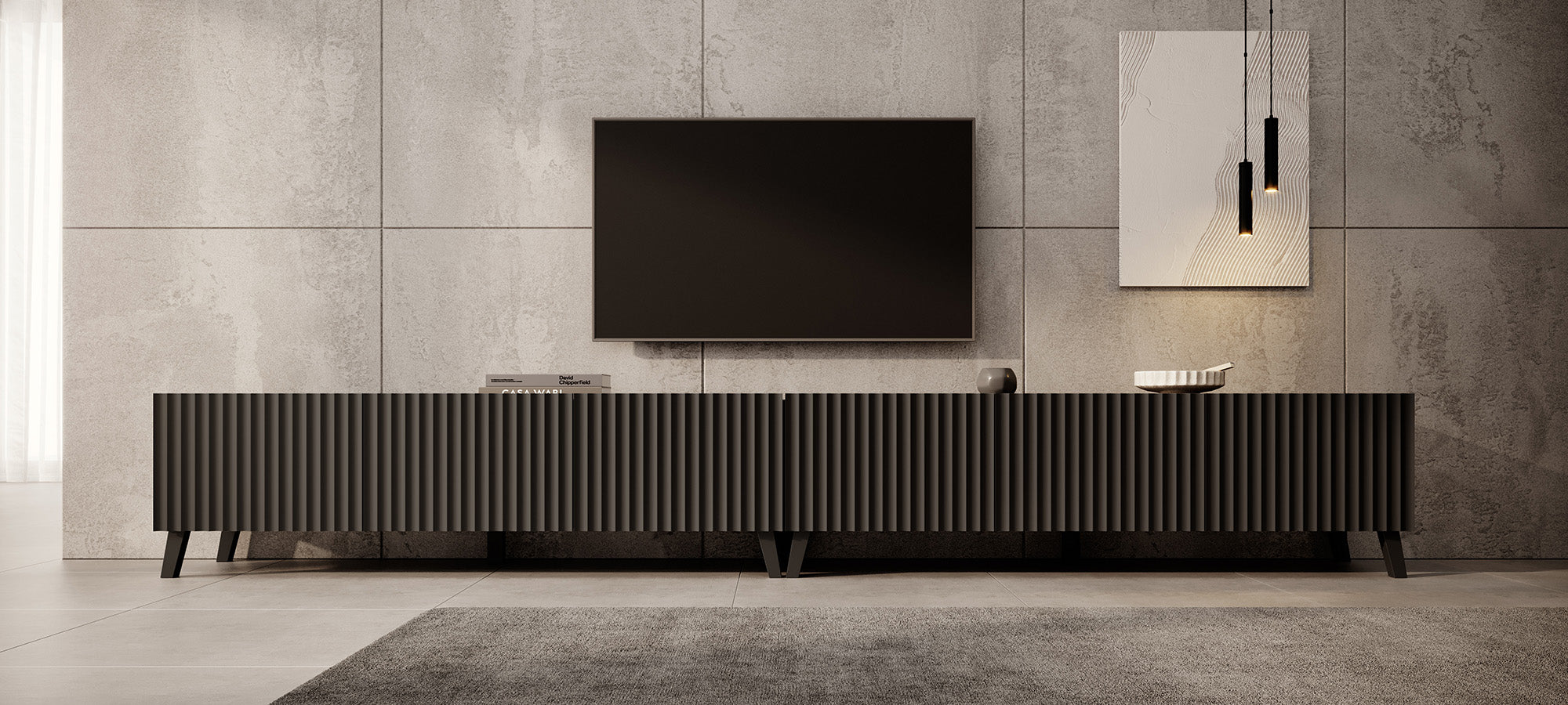 Pepinos 2 - TV-Meubel - Mat zwart - 300 cm