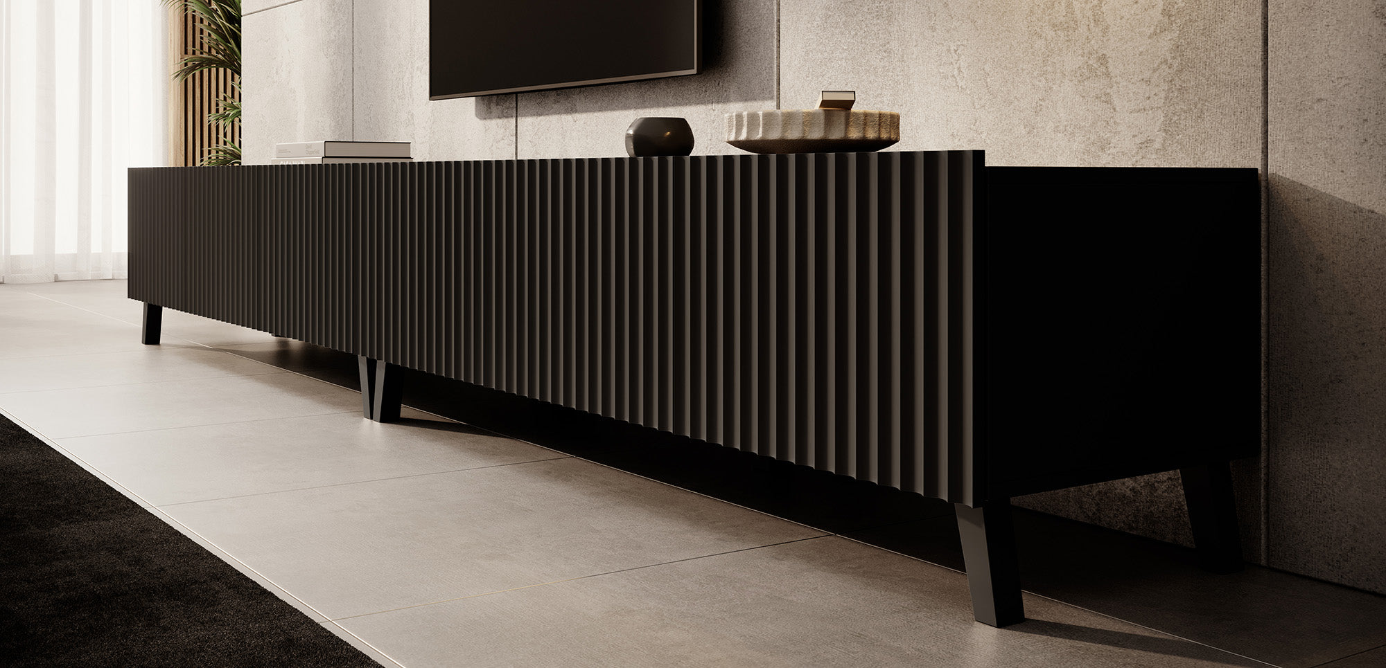 Pepinos 2 - TV-Meubel - Mat zwart - 300 cm
