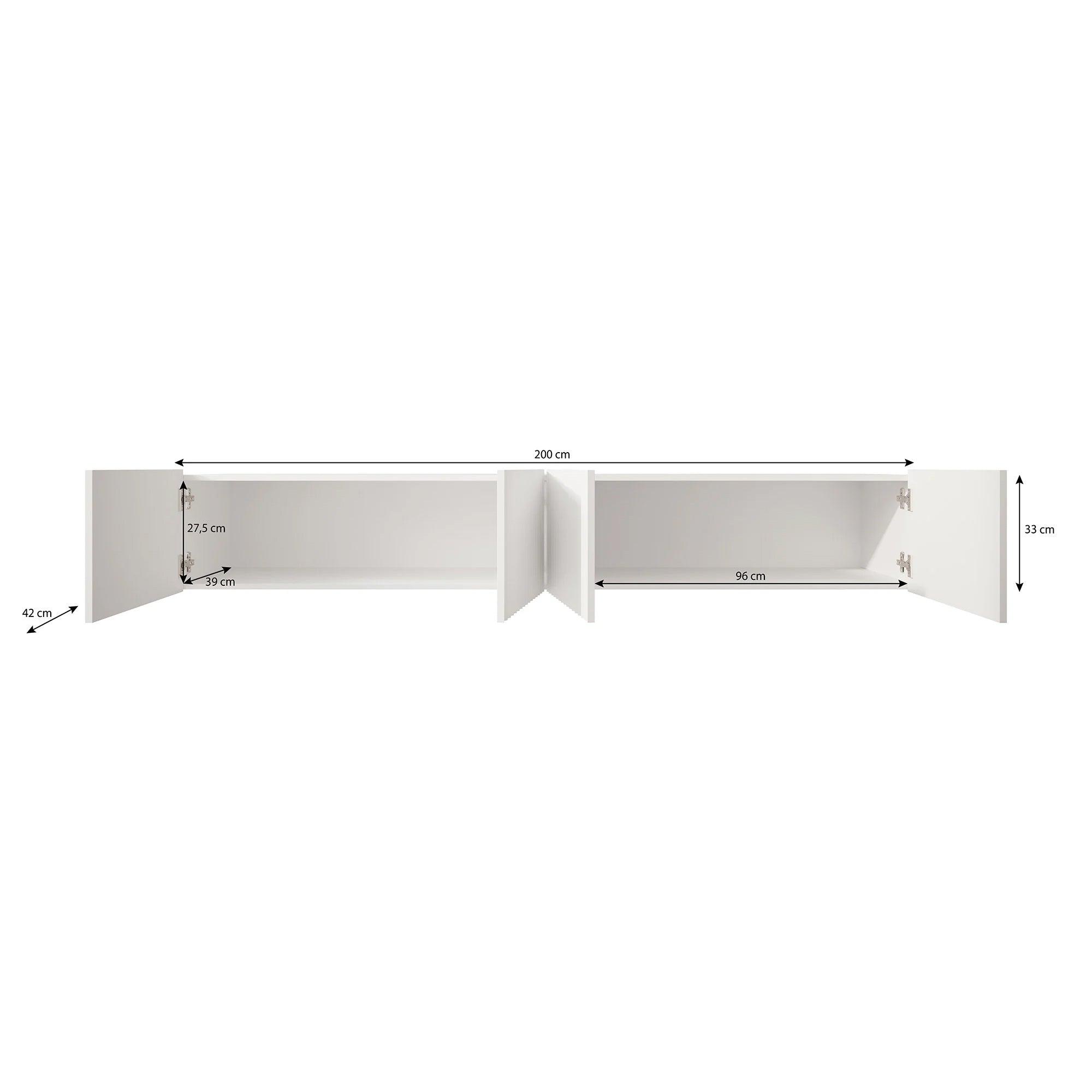 Pepinos - TV-Meubel - Mat zwart - 200 cm