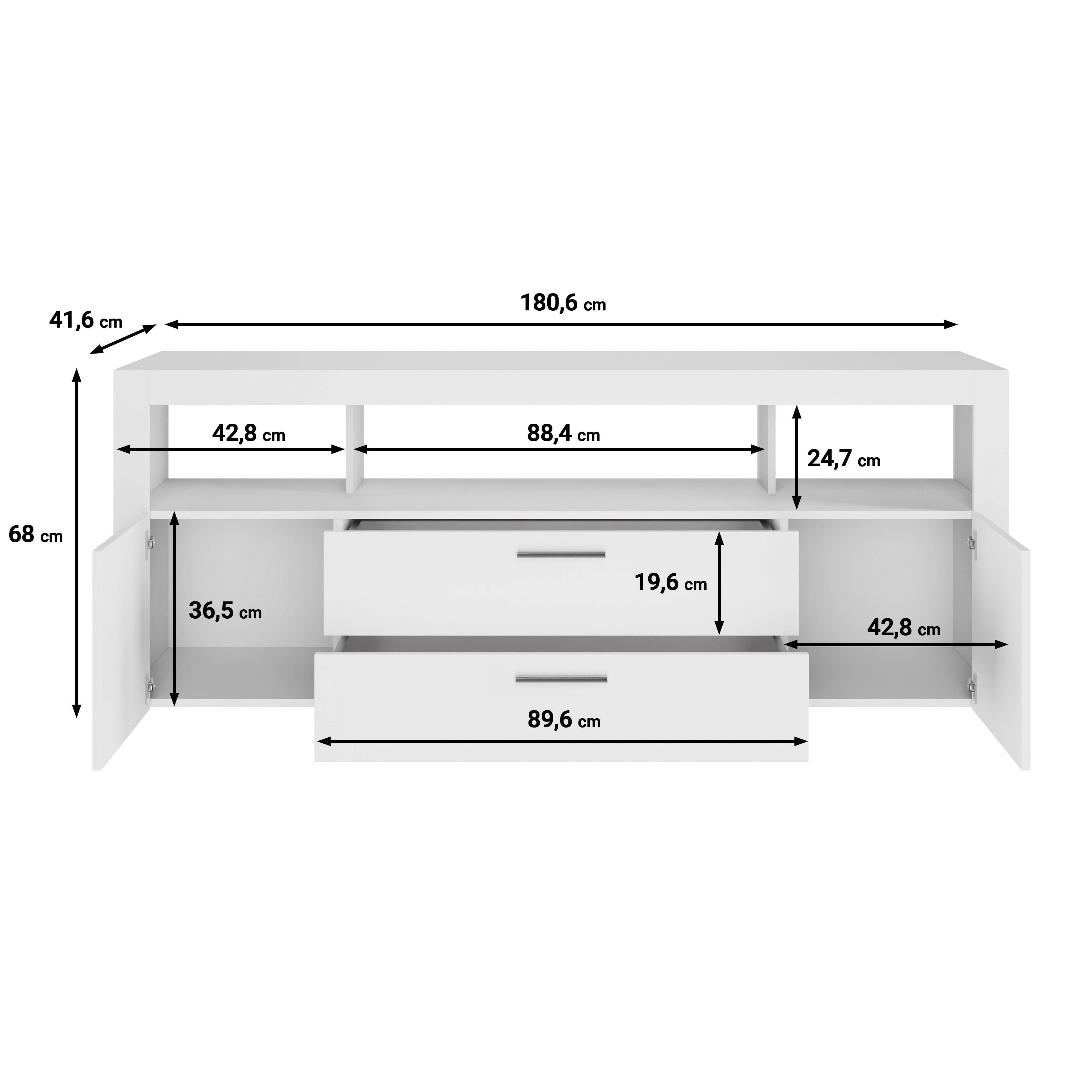 TV-Meubel Sharon - Wit 2 - 181 cm