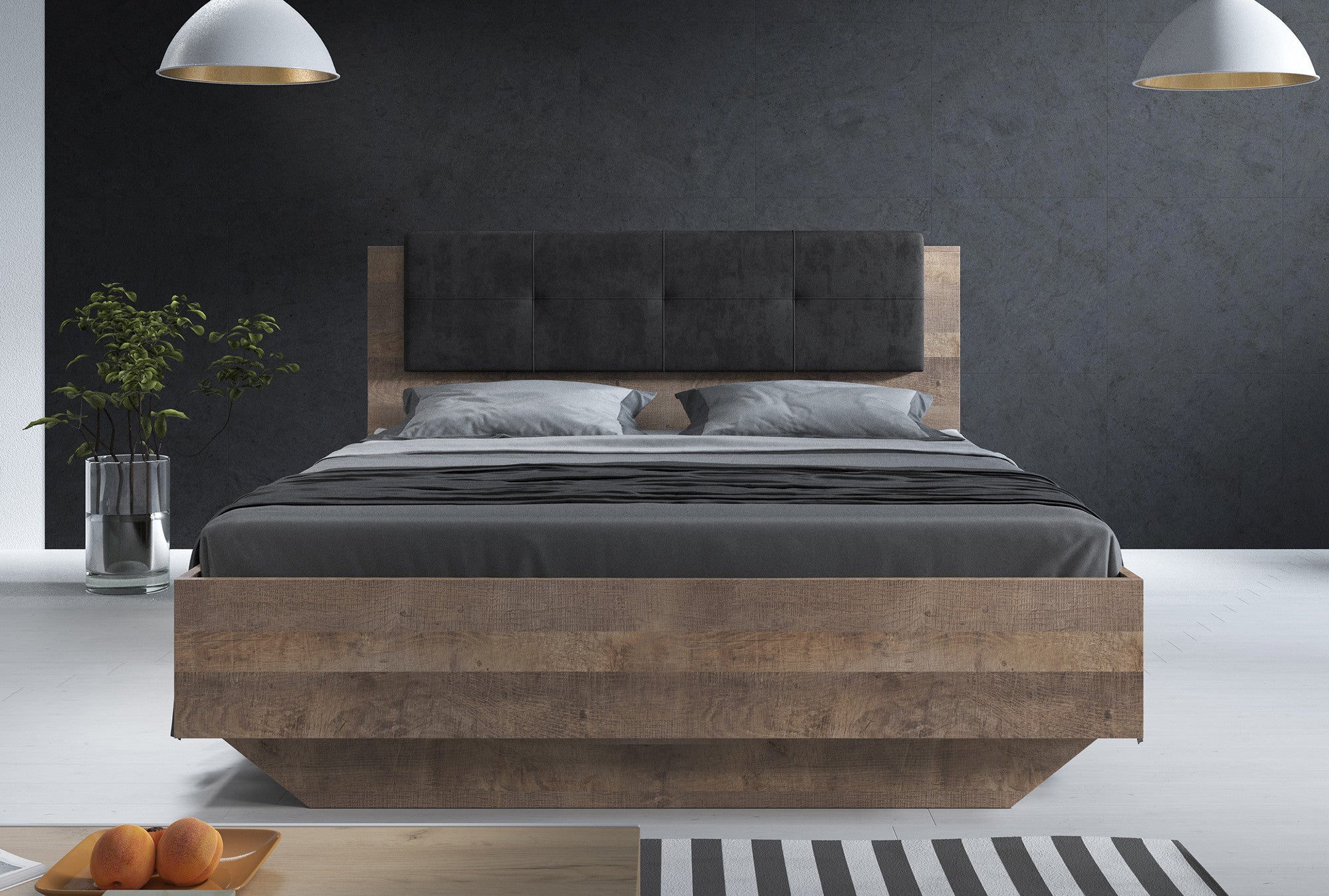 Acasia - Slaapkamer - Grijs/Eiken - 160x200 cm