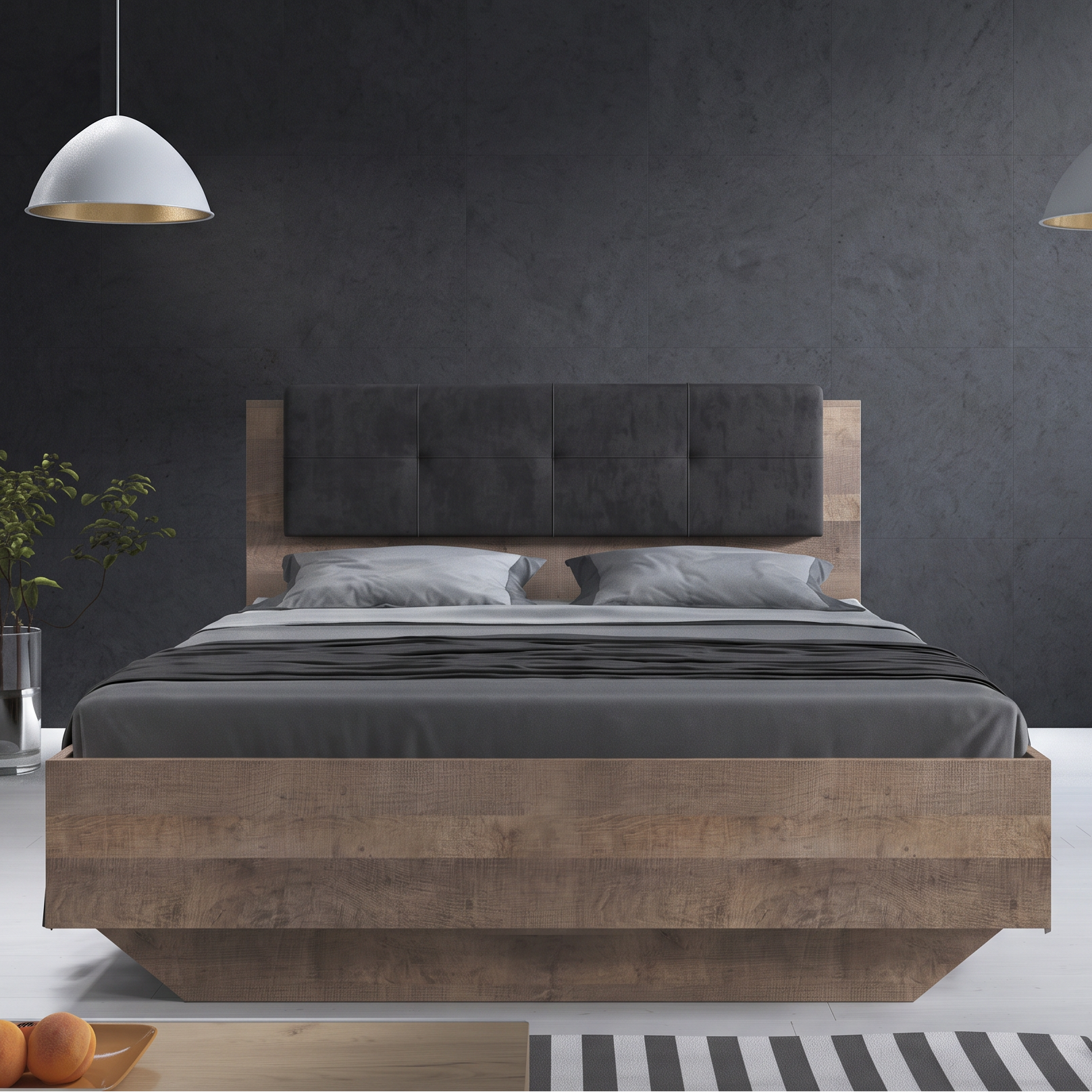 Acasia - Slaapkamer - Grijs/Eiken - 160x200 cm