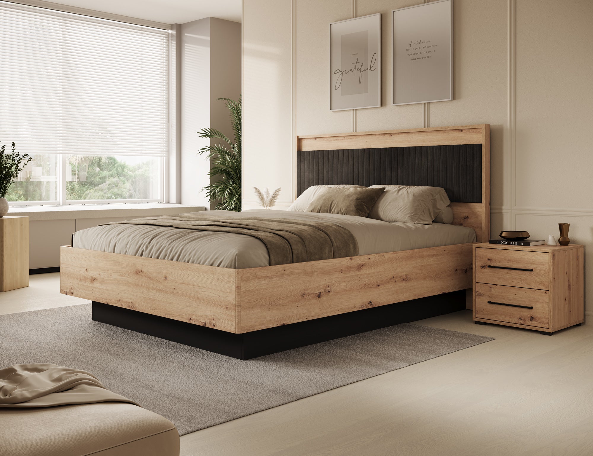 Adyson 2 - Tweepersoonsbed - Eiken - 160x200 cm