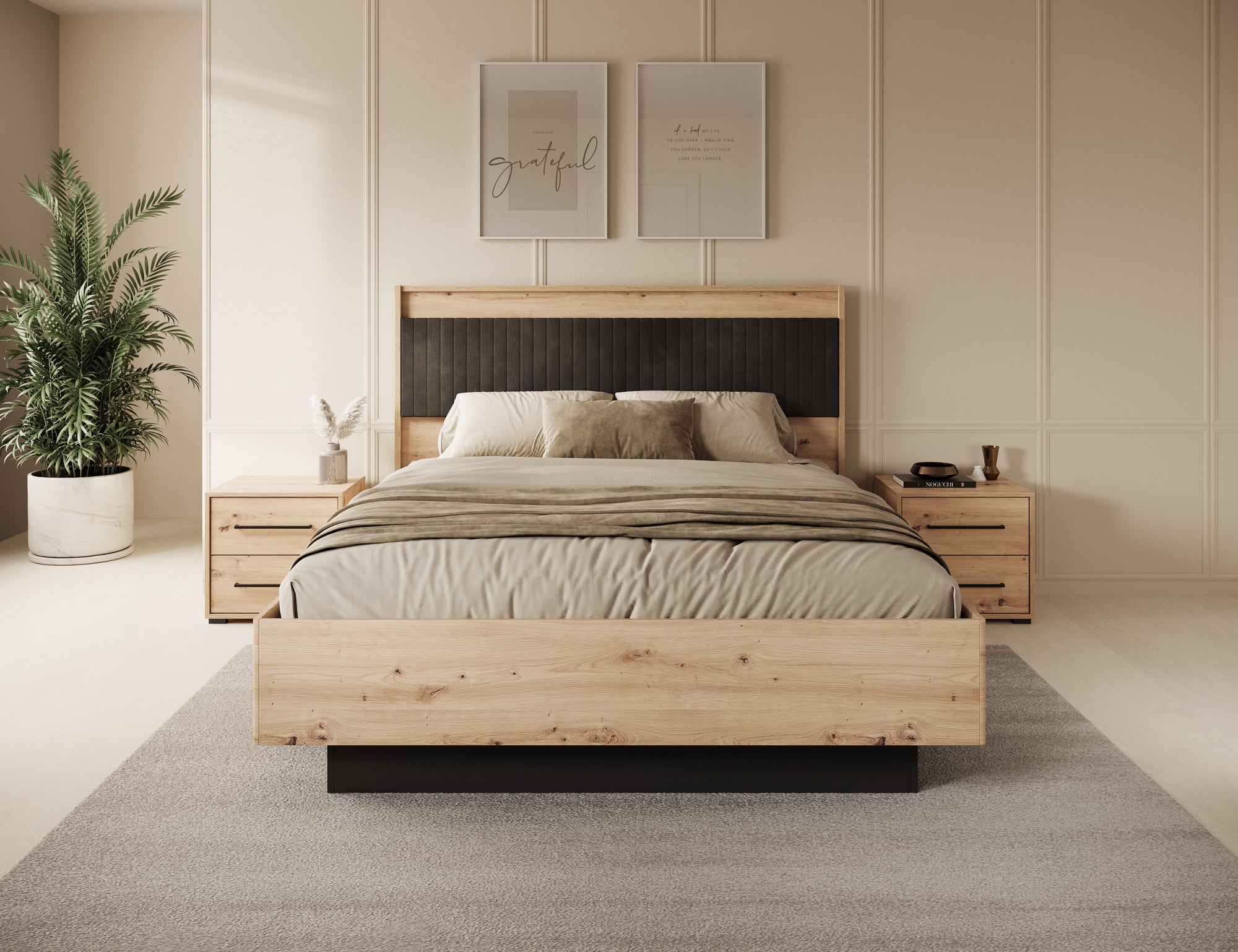 Adyson 2 - Tweepersoonsbed - Eiken - 160x200 cm