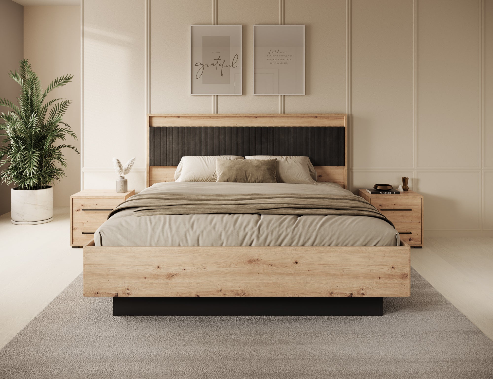 Adyson 2 - Tweepersoonsbed - Eiken - 180x200 cm