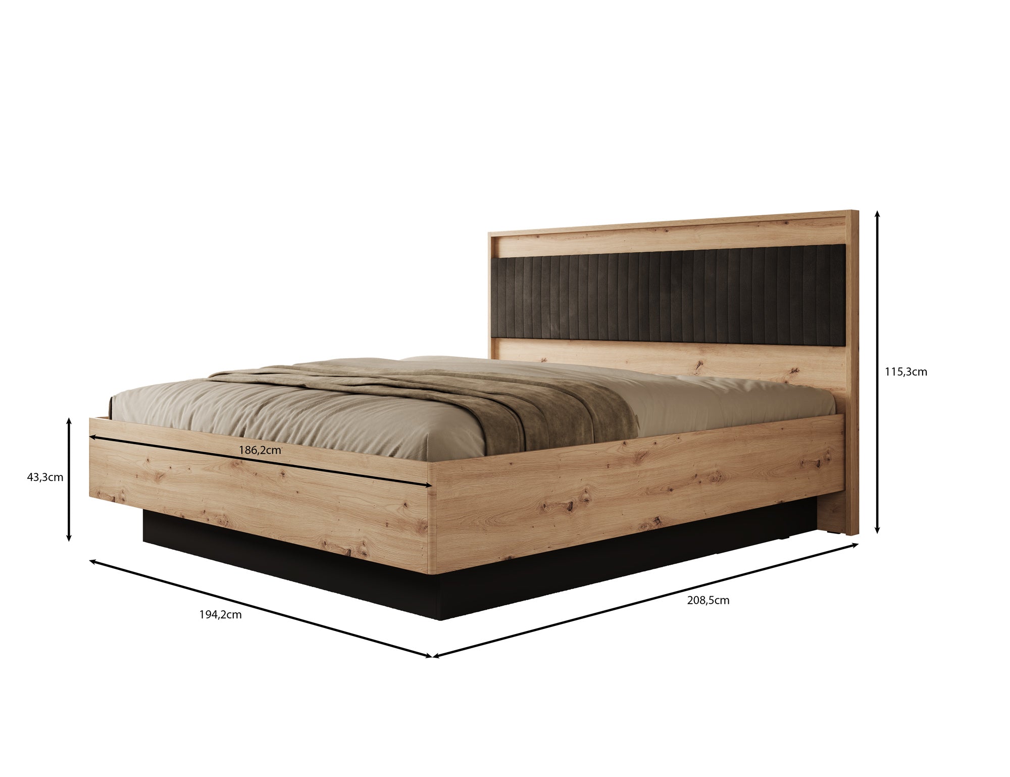 Adyson 2 - Tweepersoonsbed - Eiken - 180x200 cm