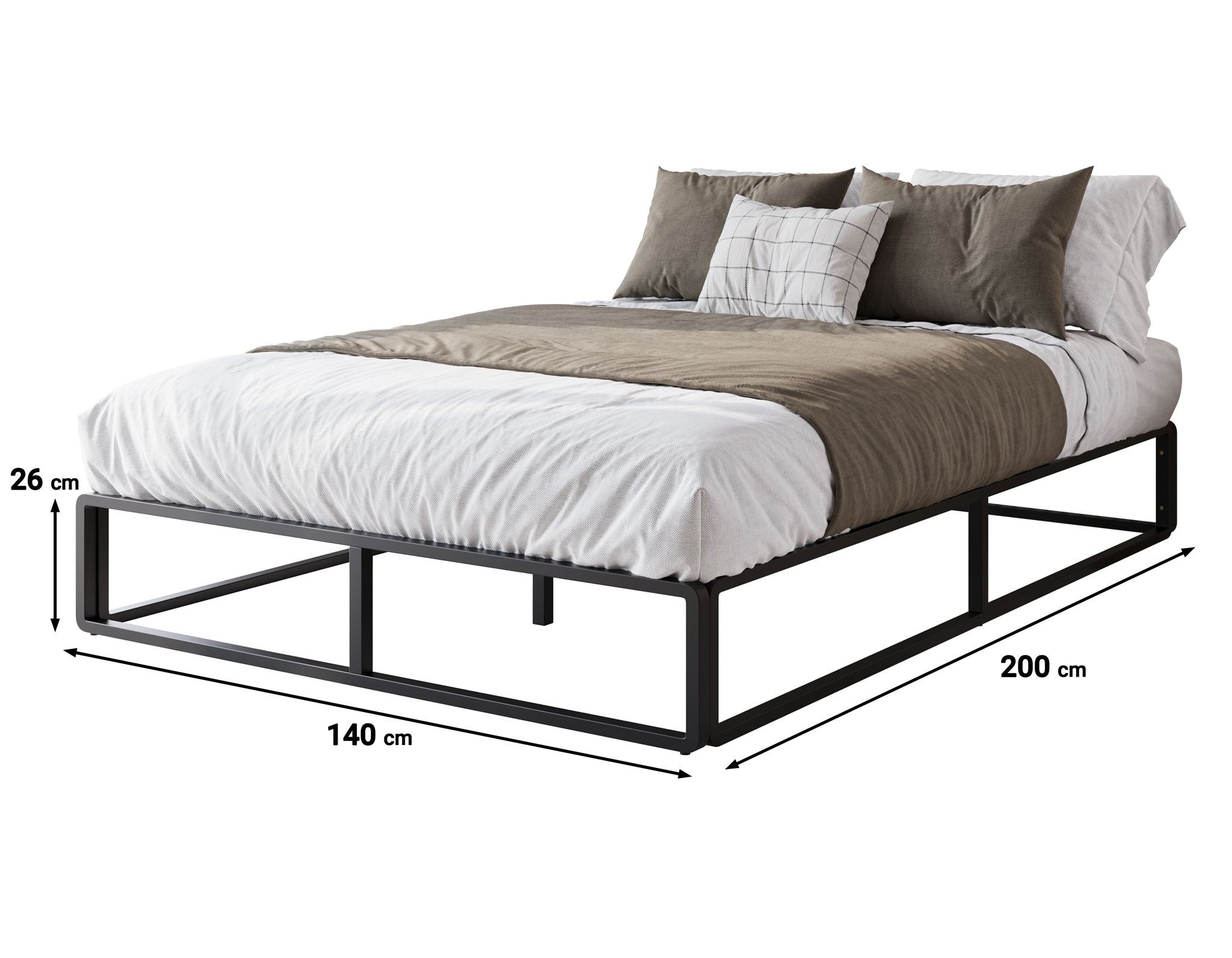 Andrea - Tweepersoonsbed - Metaal zwart - 140x200 cm
