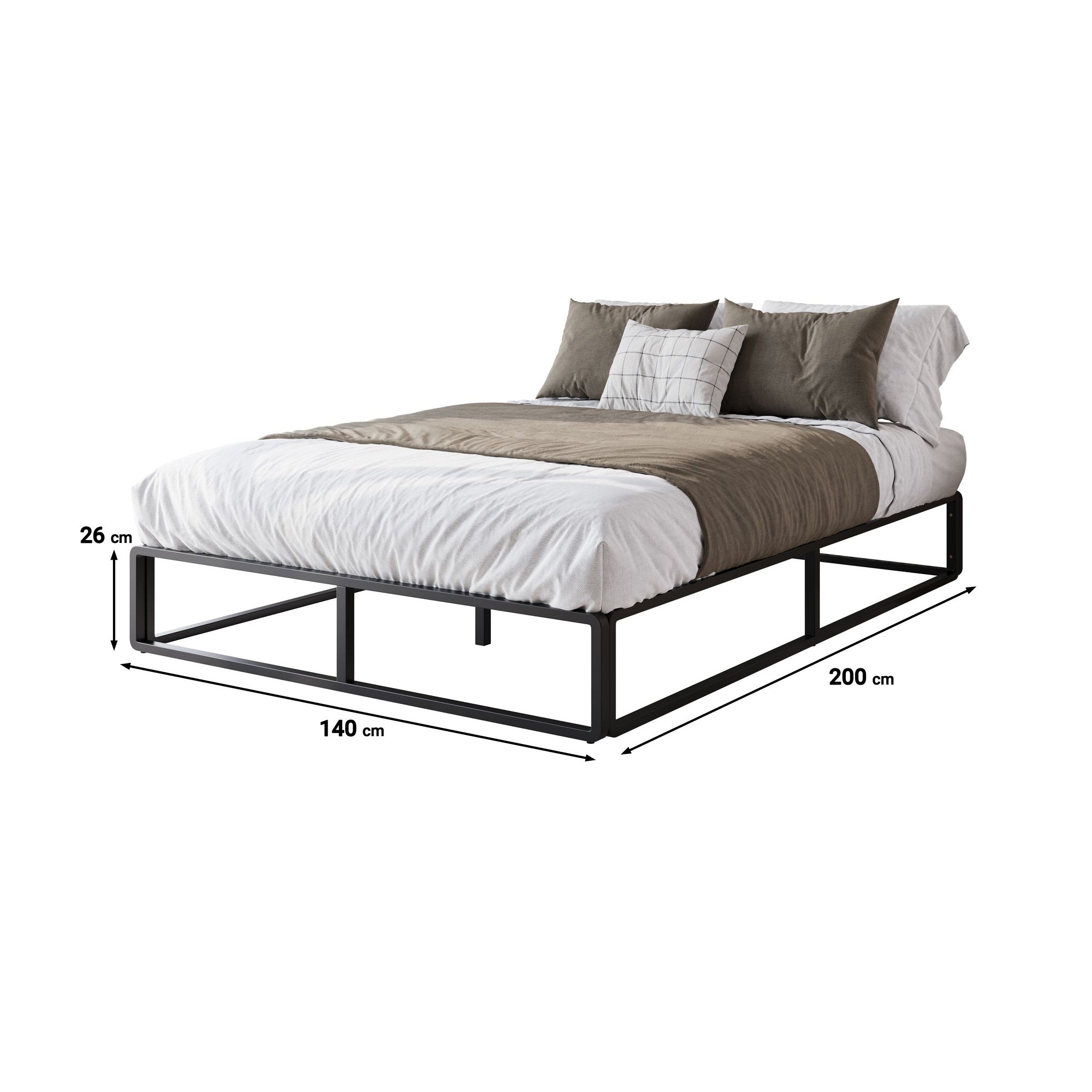 Andrea - Tweepersoonsbed - Metaal zwart - 140x200 cm