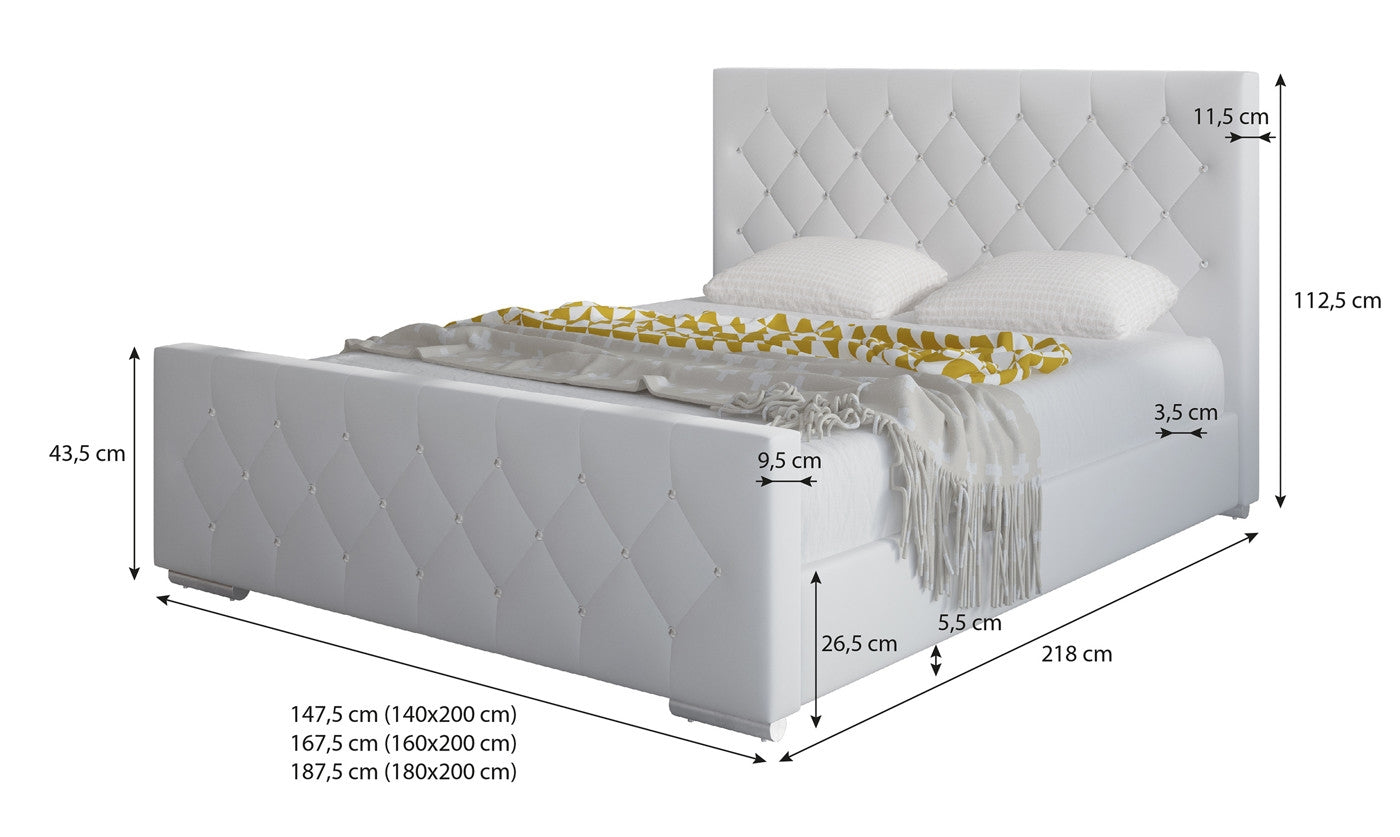 Aventura Diamond - Tweepersoonsbed - Wit - 180x200 cm