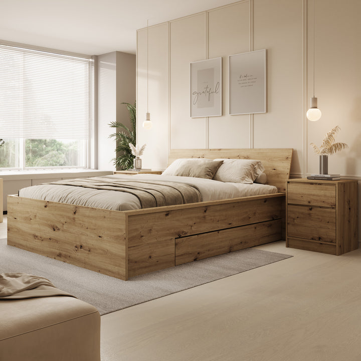 Brett - Tweepersoonsbed met lade - Eiken - 160x200 cm